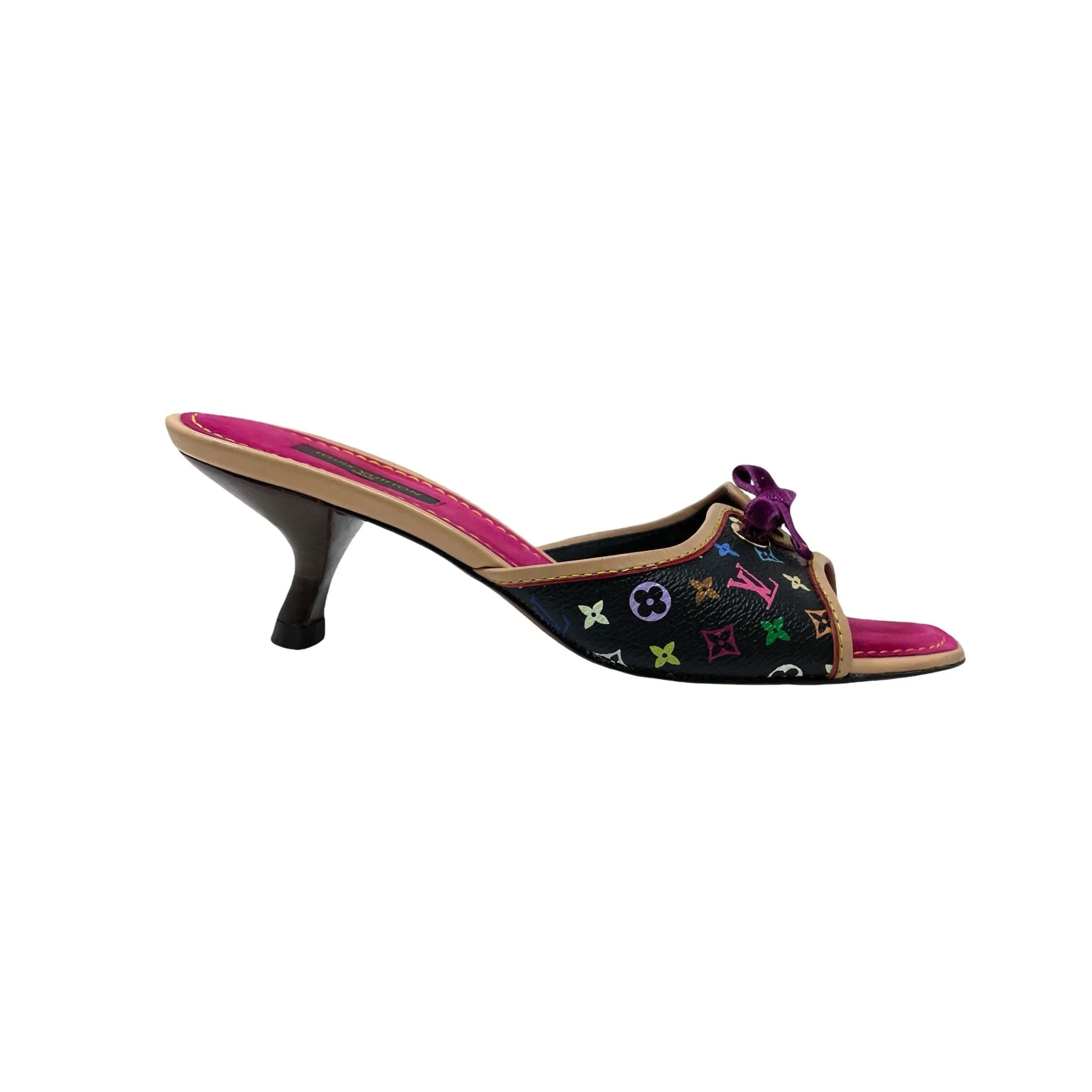 Louis Vuitton Black Multicolor Kitten Heels - Image 3