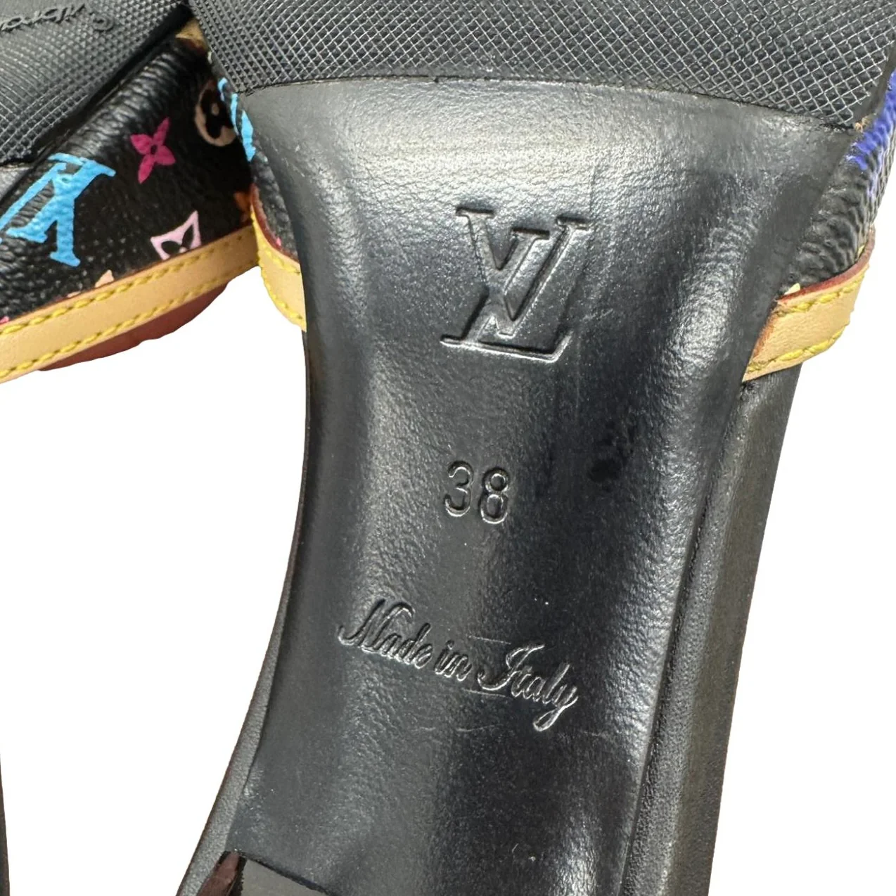 Louis Vuitton Black Multicolor Kitten Heels - Image 3