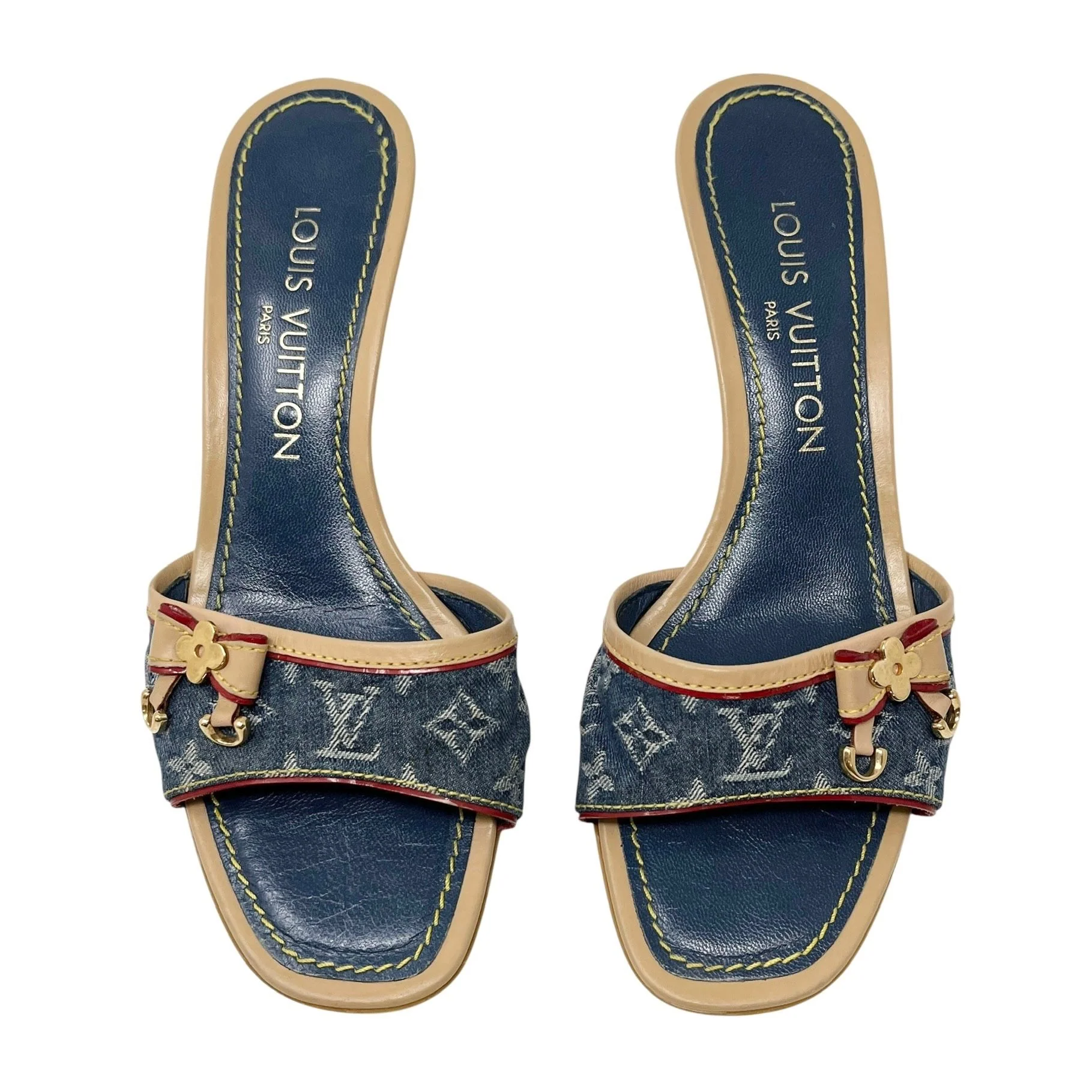 Louis Vuitton Blue Denim Kitten Heels