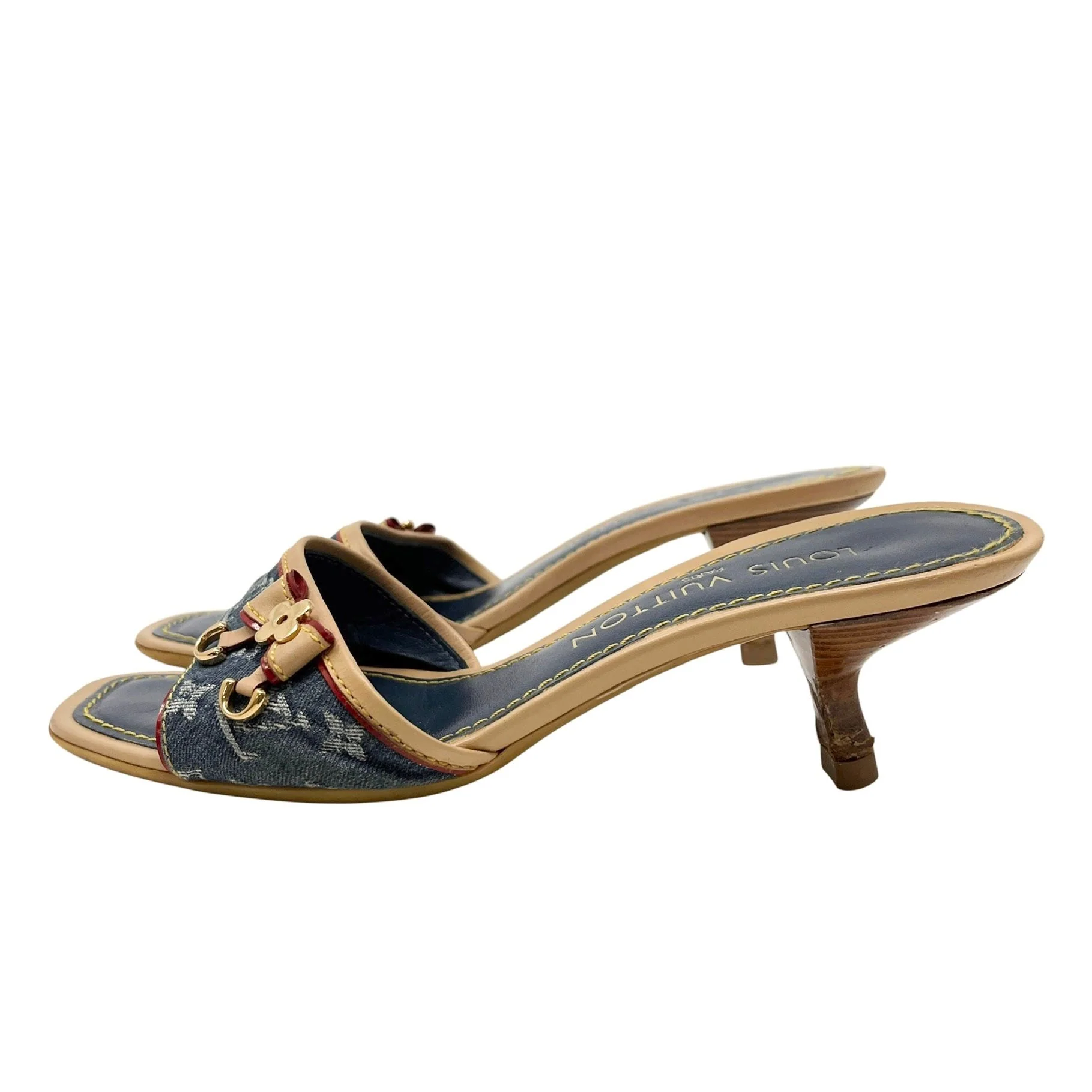 Louis Vuitton Blue Denim Kitten Heels - Image 3