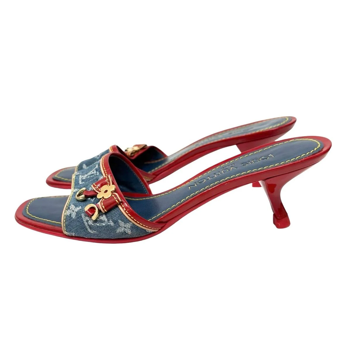 Louis Vuitton Blue Denim Kitten Heels - Image 2