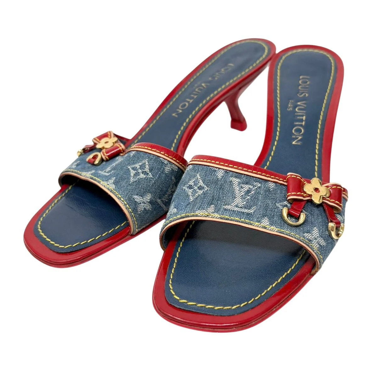 Louis Vuitton Blue Denim Kitten Heels - Image 3