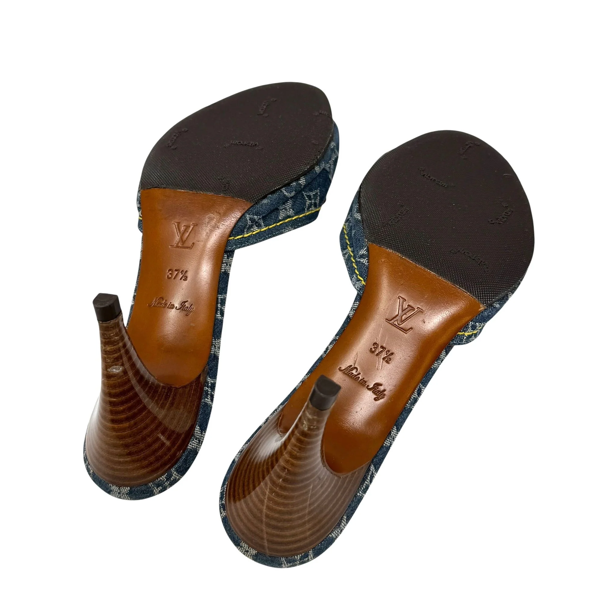 Louis Vuitton Blue Denim Kitten Heels - Image 4