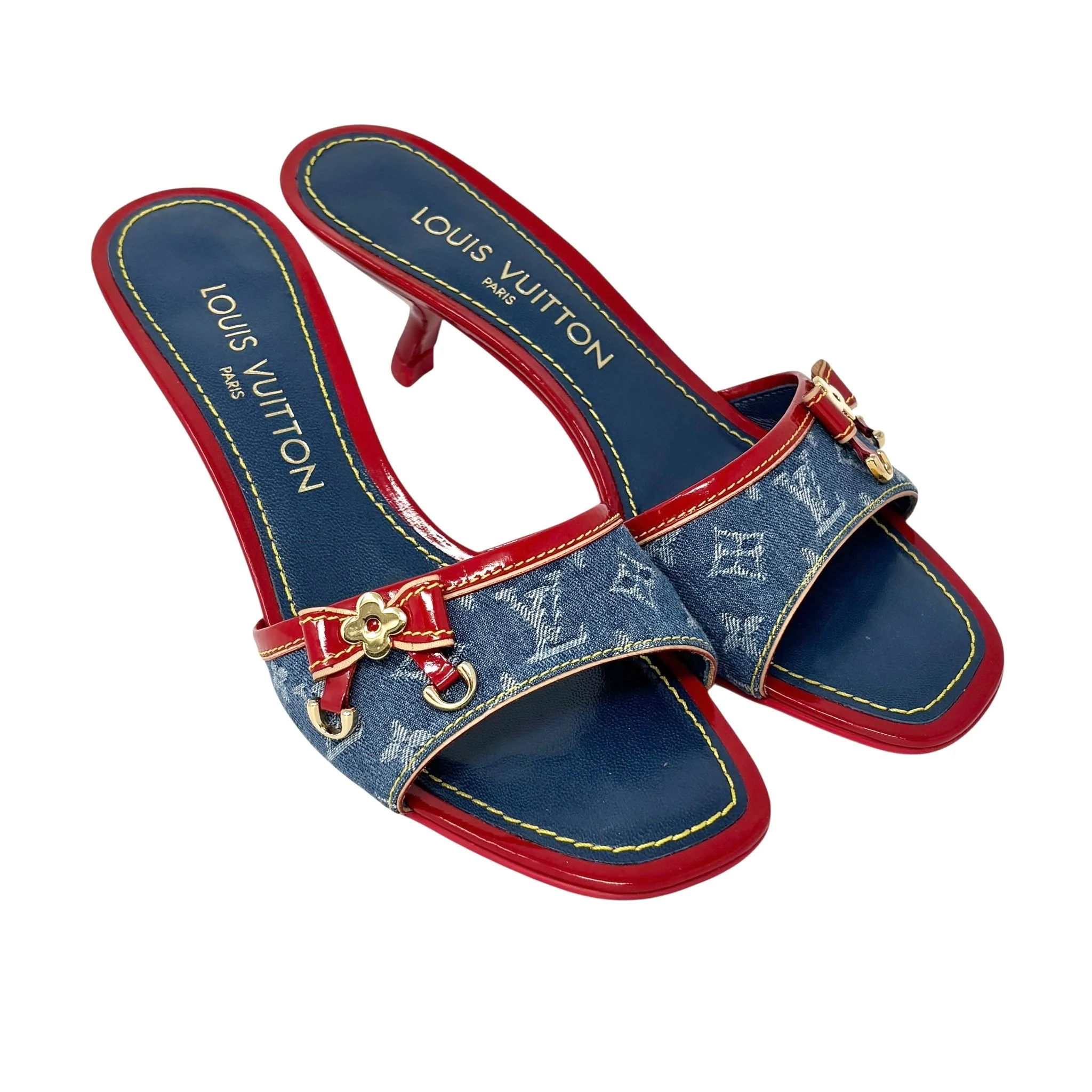 Louis Vuitton Blue Denim Kitten Heels - Image 2