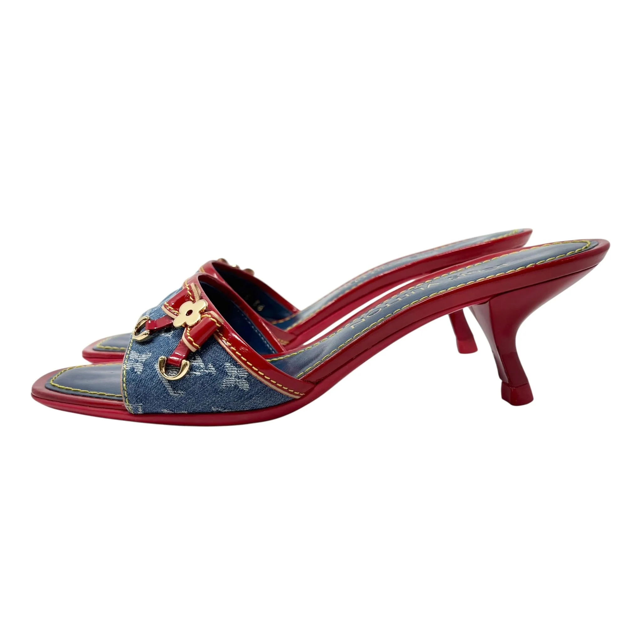 Louis Vuitton Blue Denim Kitten Heels - Image 3