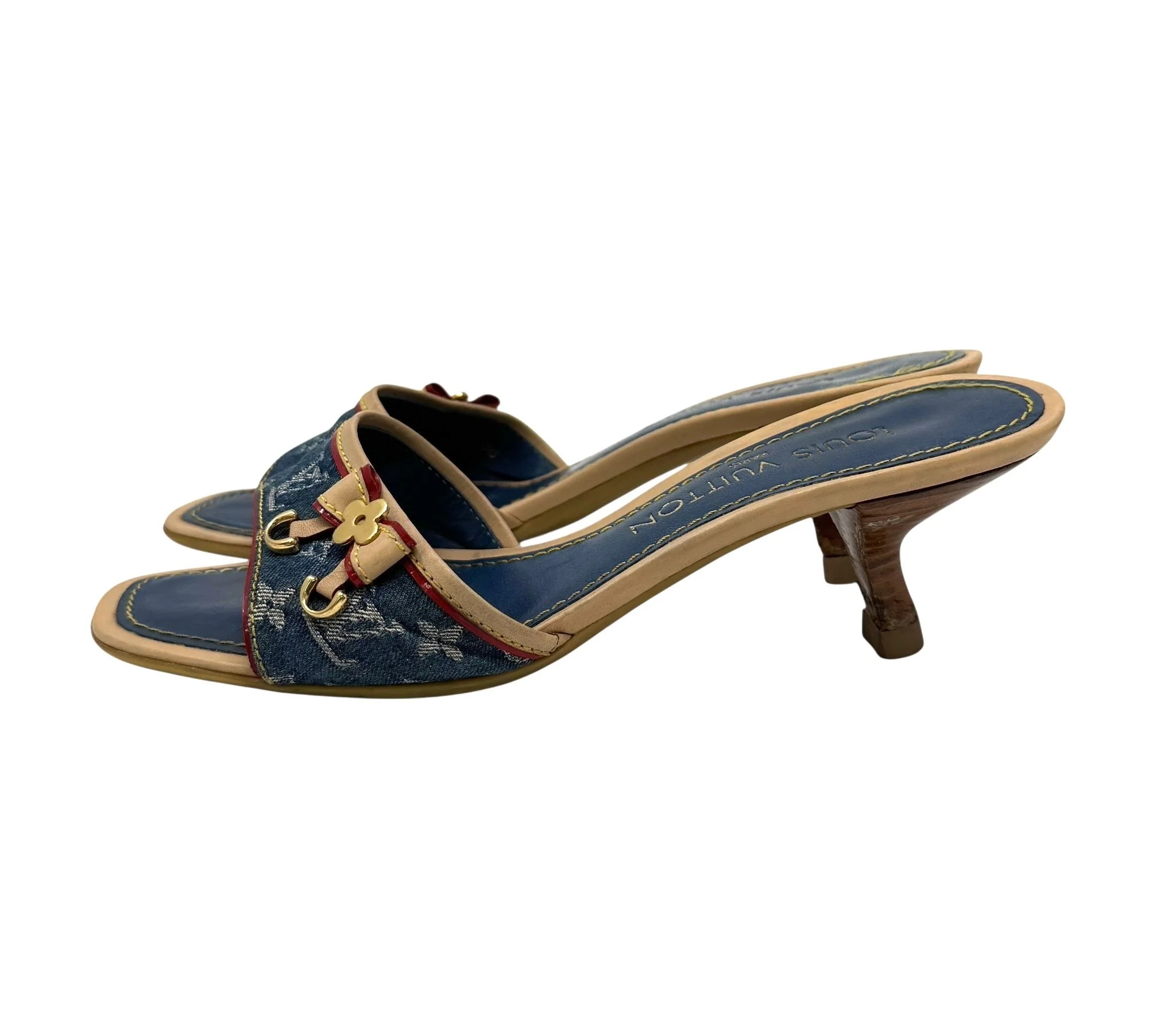 Louis Vuitton Blue Denim Kitten Heels - Image 3