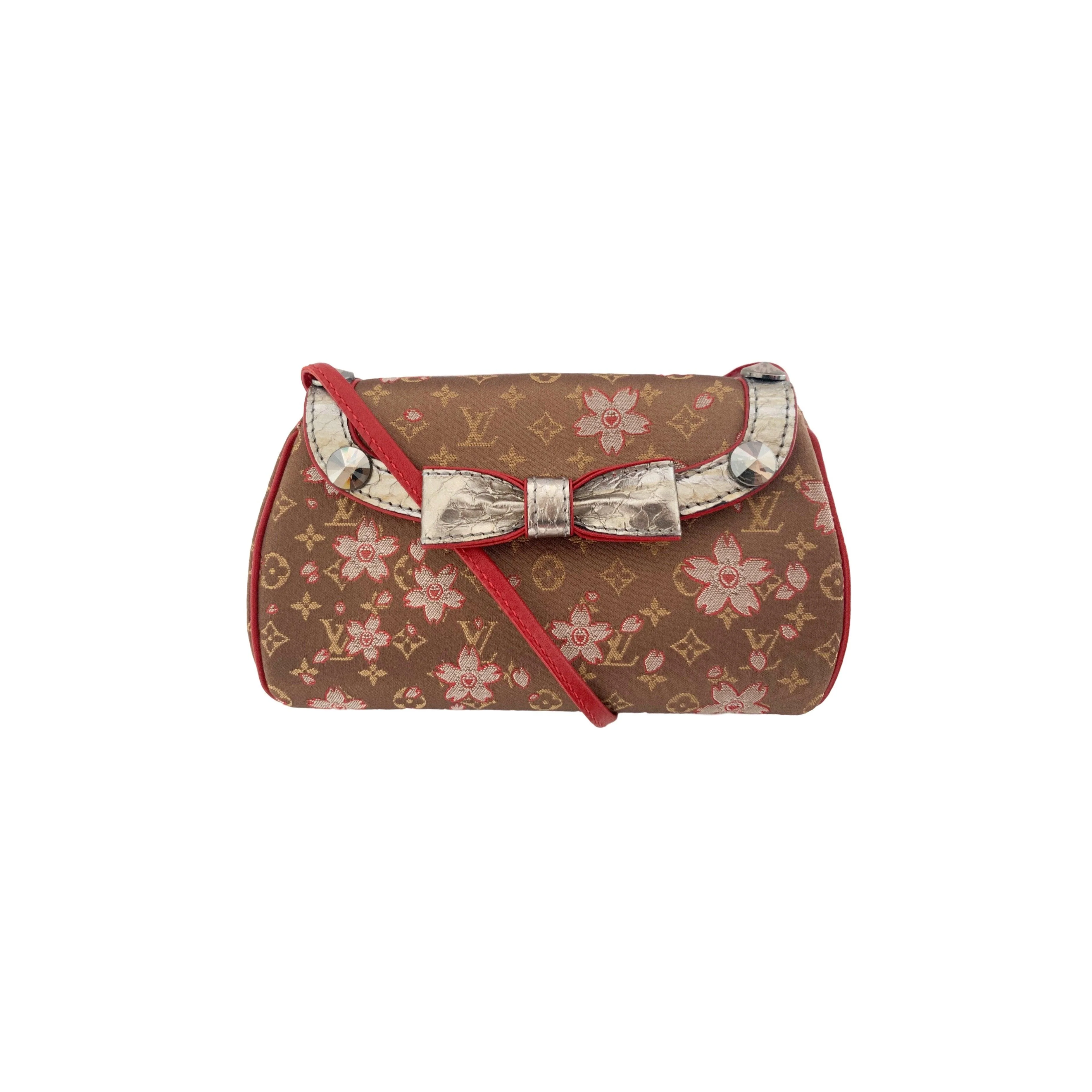Louis Vuitton Brown Cherry Blossom Satin Mini Bag
