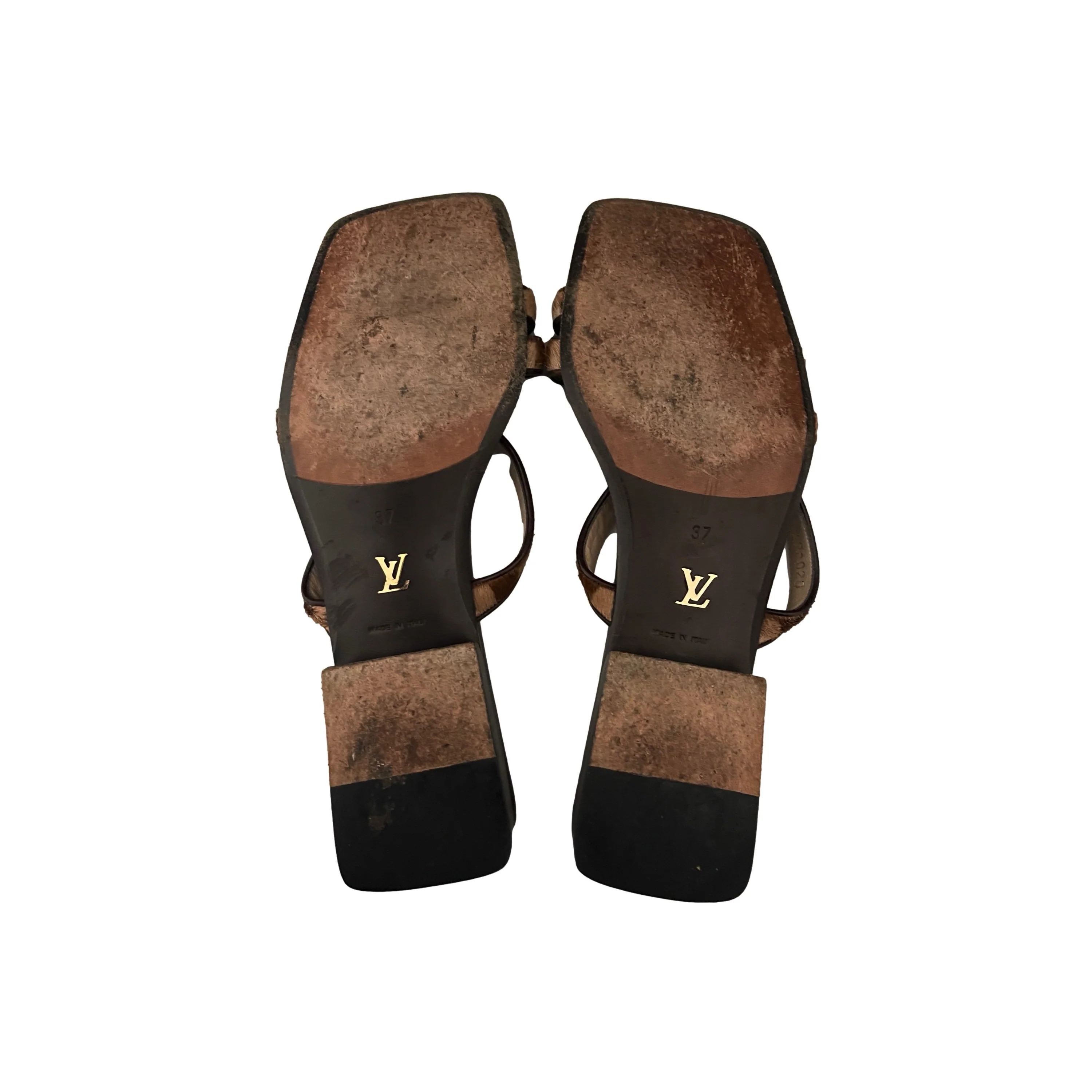 Louis Vuitton Brown Damier Chunky Low Heels - Image 2