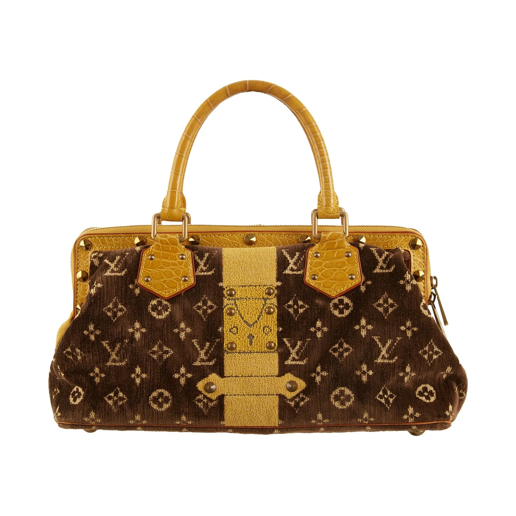 Louis Vuitton Brown Monogram Velour Top Handle Bag