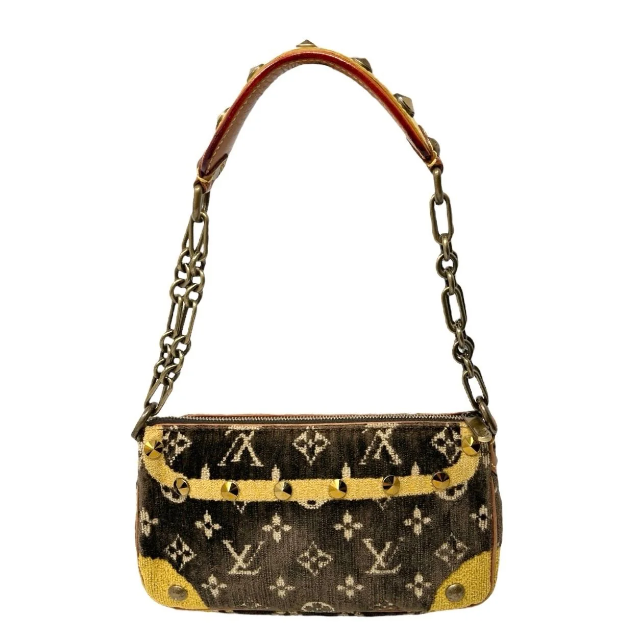Louis Vuitton Brown Velour Logo Shoulder Bag - Image 3