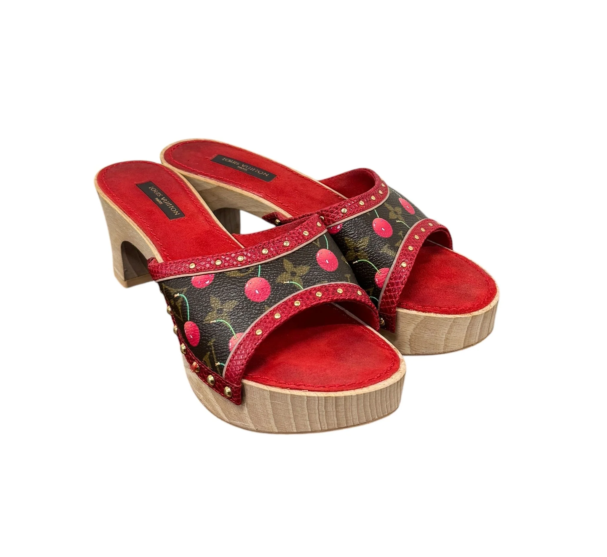Louis Vuitton Cherry Wood Platform Heels - Image 2