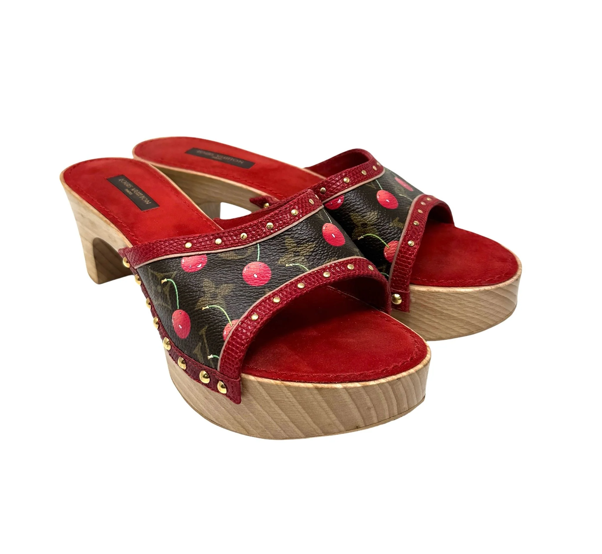 Louis Vuitton Cherry Wood Platform Heels - Image 3
