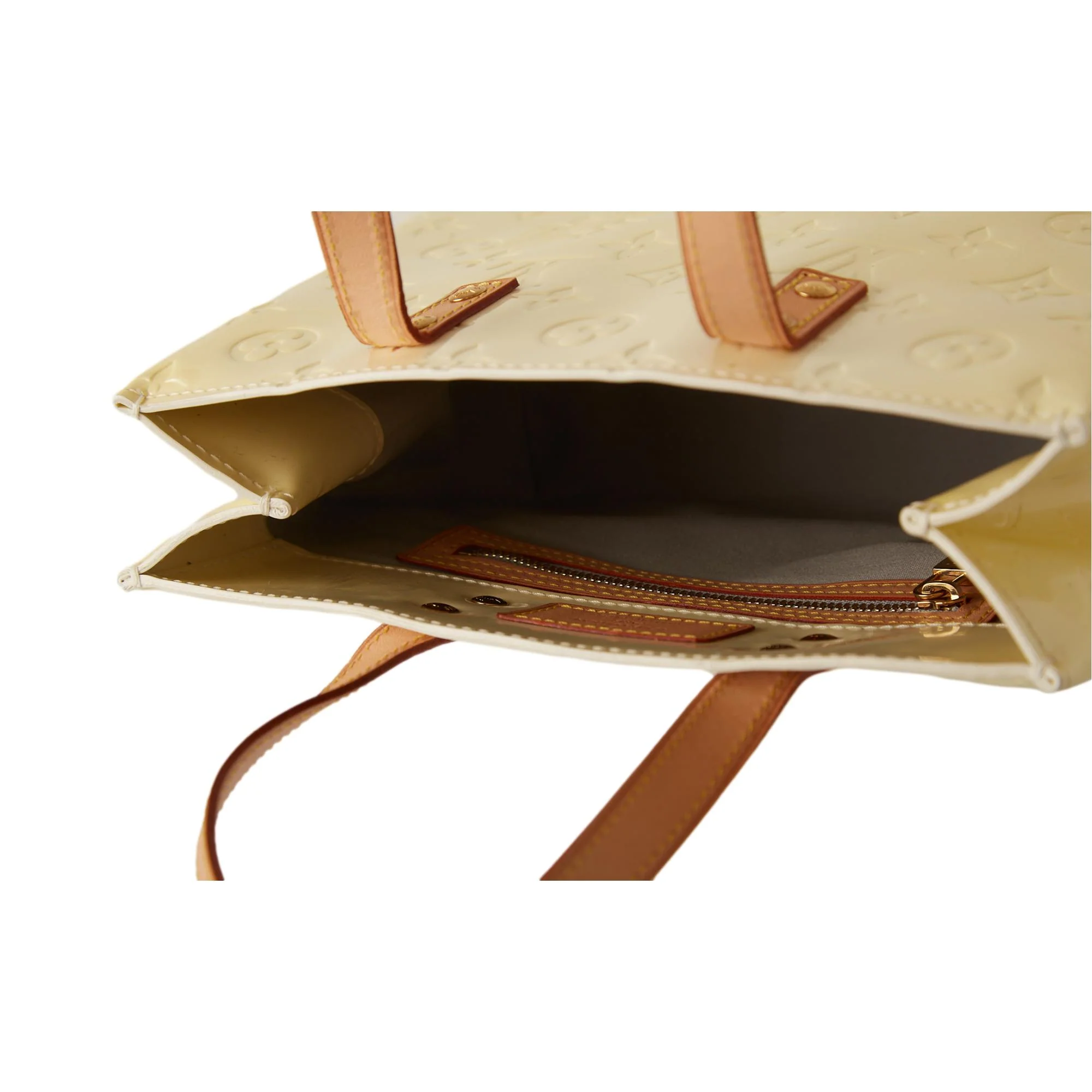 Louis Vuitton Cream Monogram Vernis Top Handle Bag - Image 4