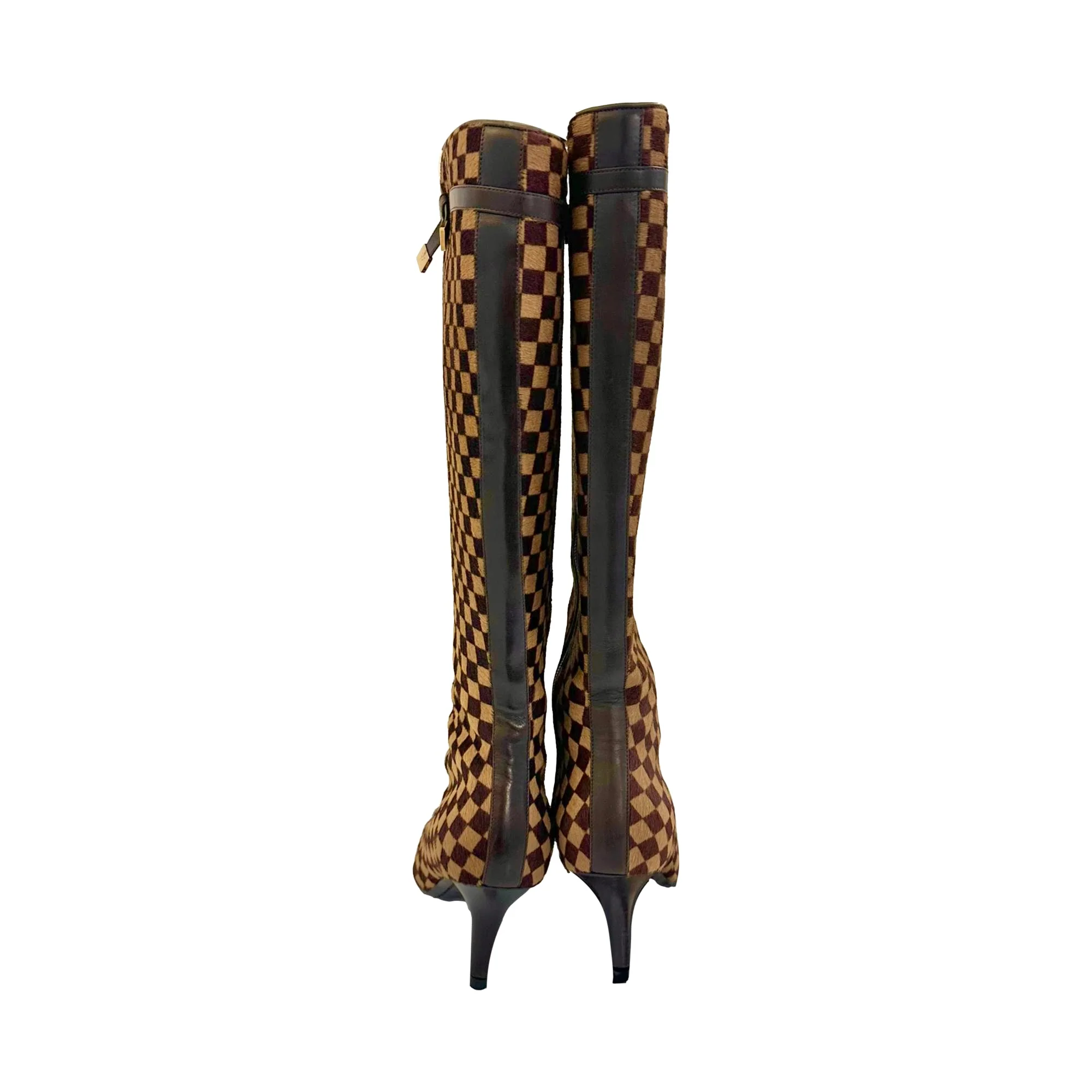 Louis Vuitton Damier Calf Hair Knee High Boots - Image 3