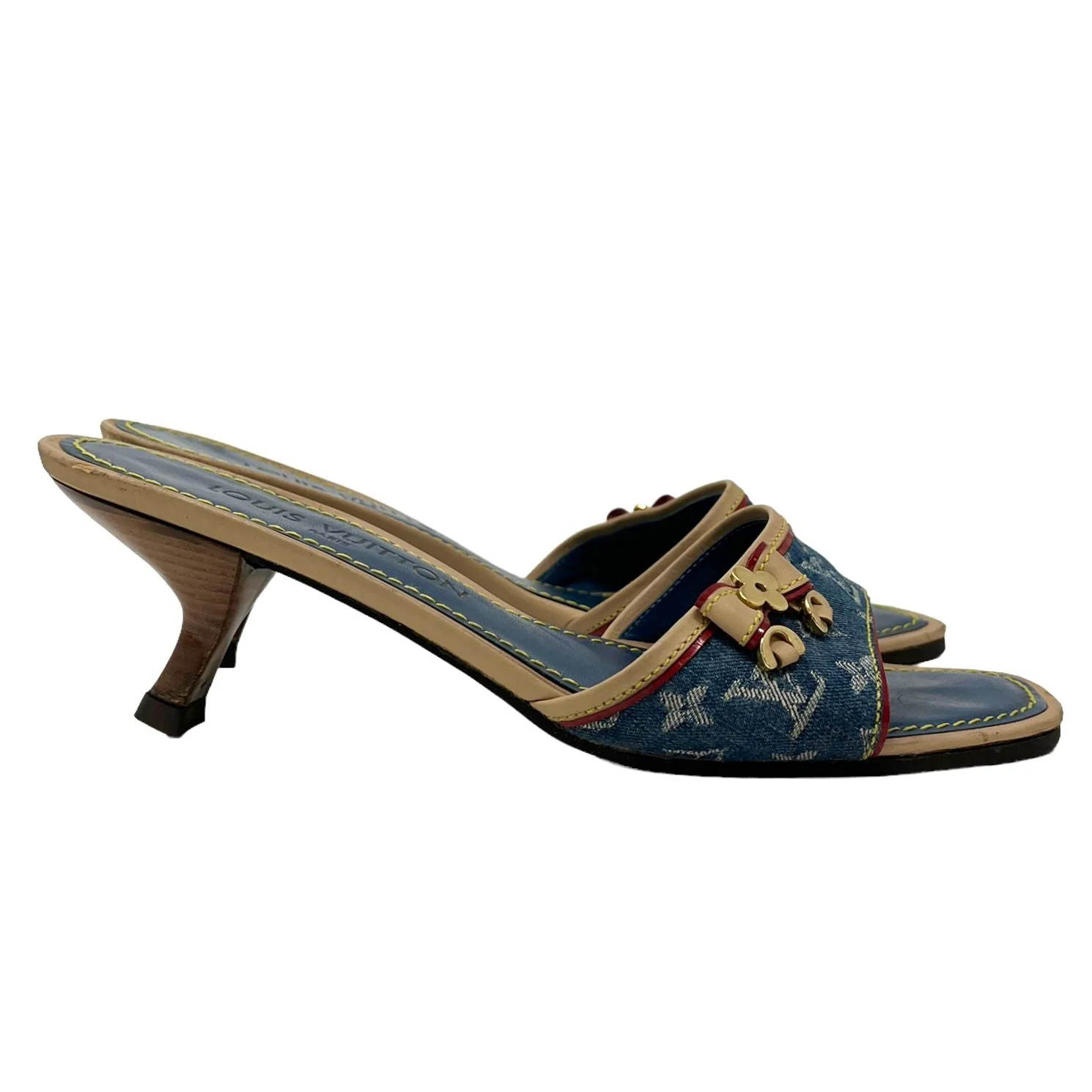 Louis Vuitton Denim Kitten Heels - Image 3