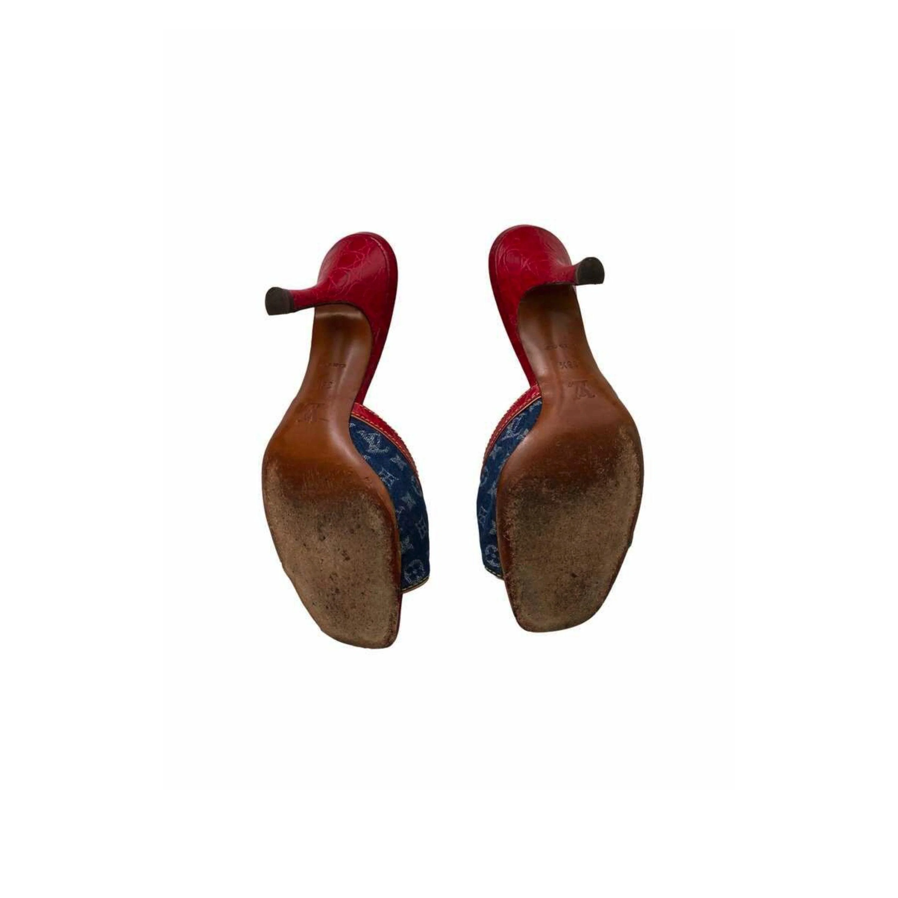 Louis Vuitton Denim Logo Heels - Image 2