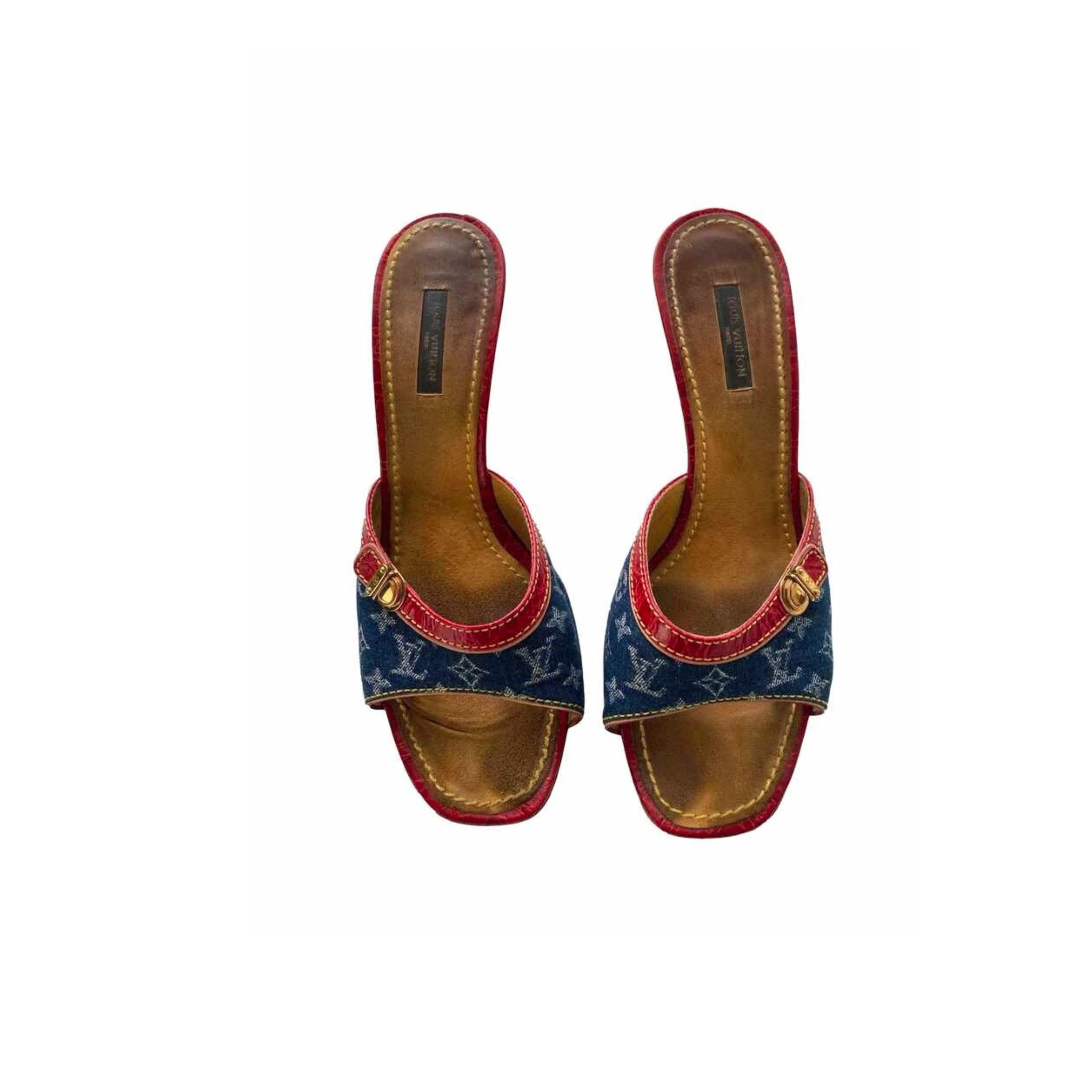 Louis Vuitton Denim Logo Heels - Image 3