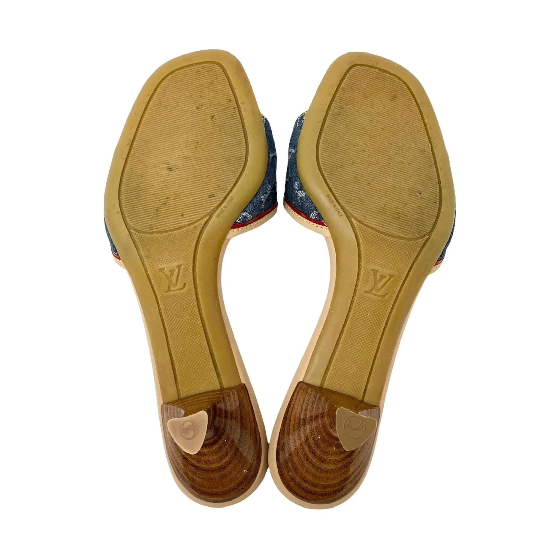 Louis Vuitton Denim Logo Kitten Heels - Image 4