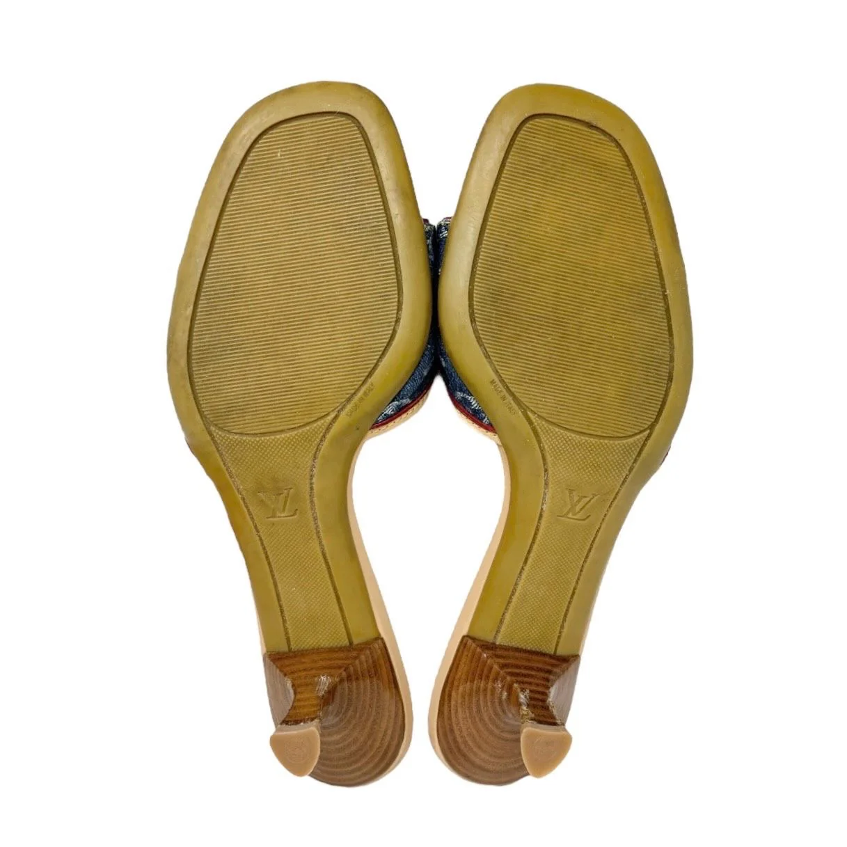 Louis Vuitton Denim Logo Kitten Heels - Image 3