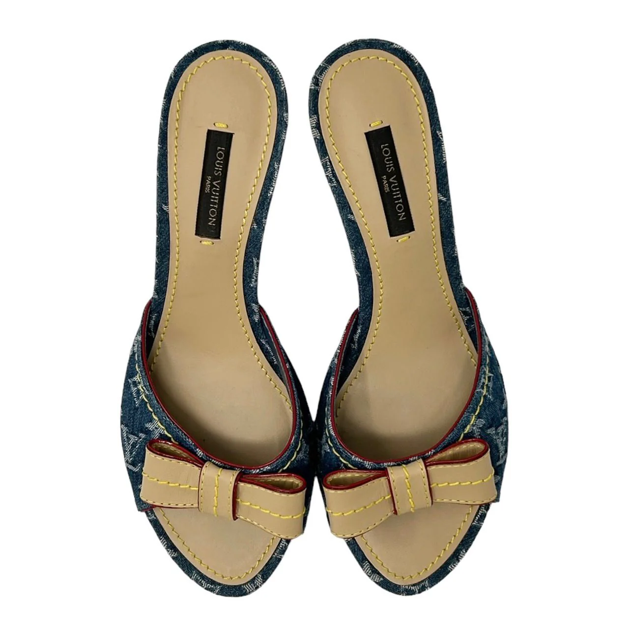 Louis Vuitton Denim Monogram Bow Heels - Image 2