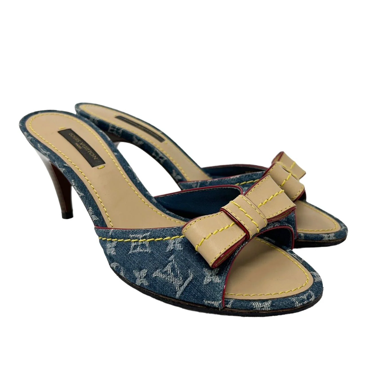 Louis Vuitton Denim Monogram Bow Heels - Image 3