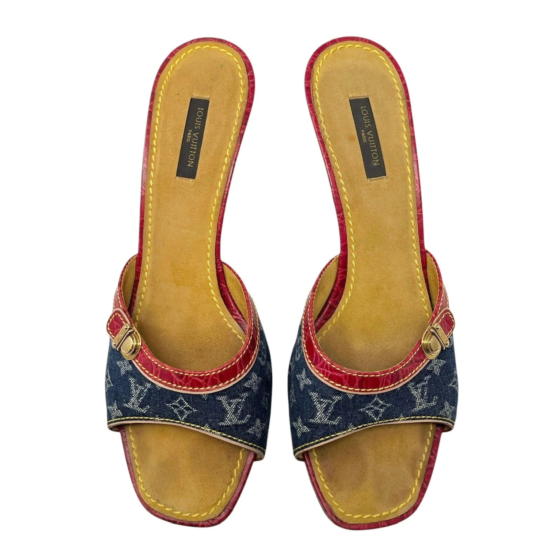 Louis Vuitton Denim Monogram Heels - Image 3