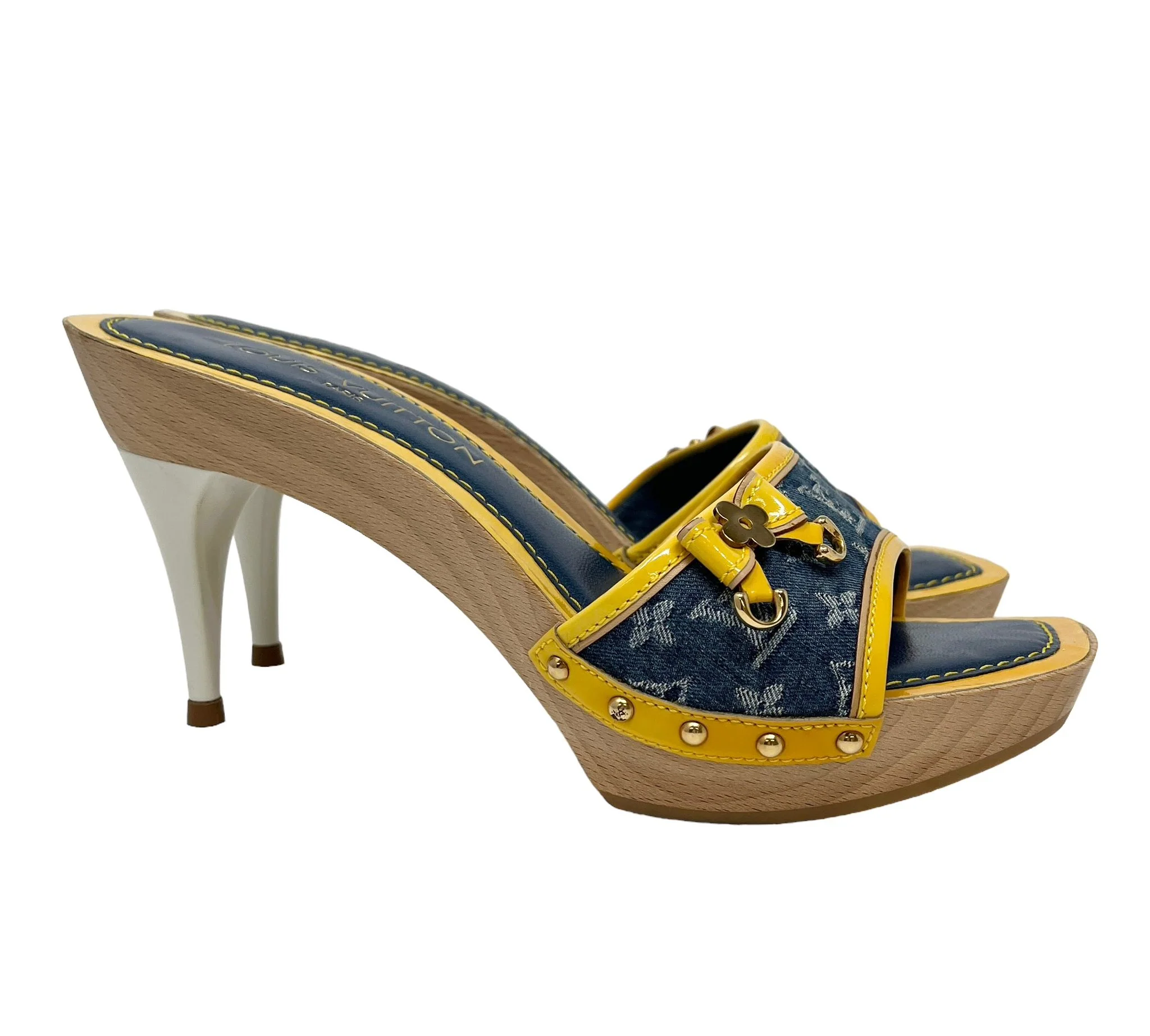 Louis Vuitton Denim Monogram Platform Heels - Image 3
