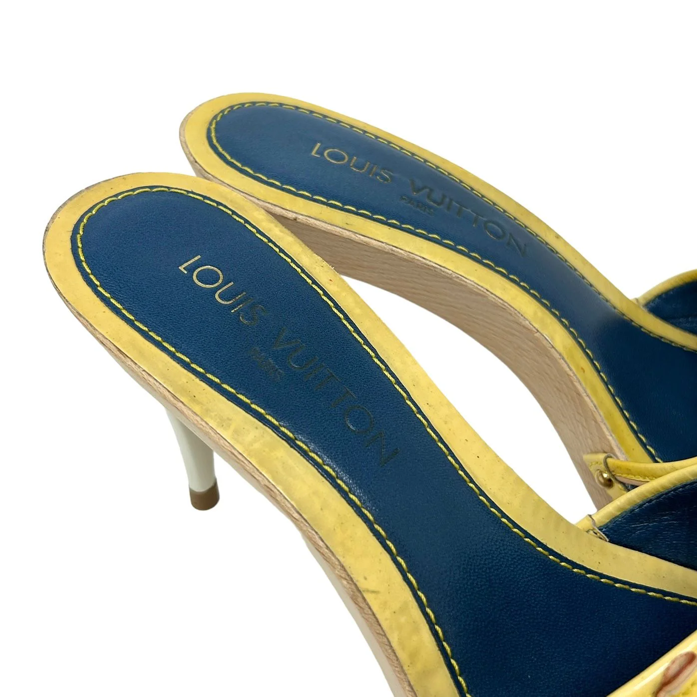 Louis Vuitton Denim Platform Logo Heels - Image 5