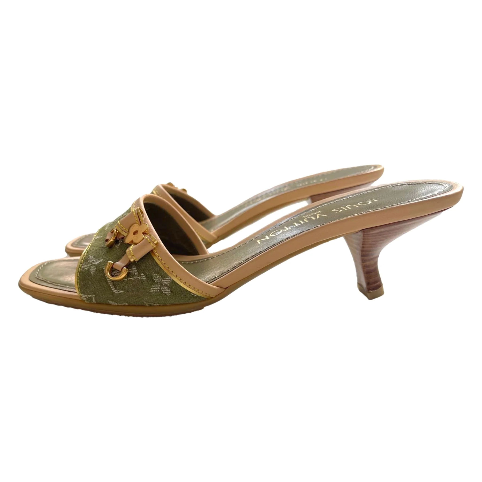 Louis Vuitton Green Denim Kitten Heels - Image 2