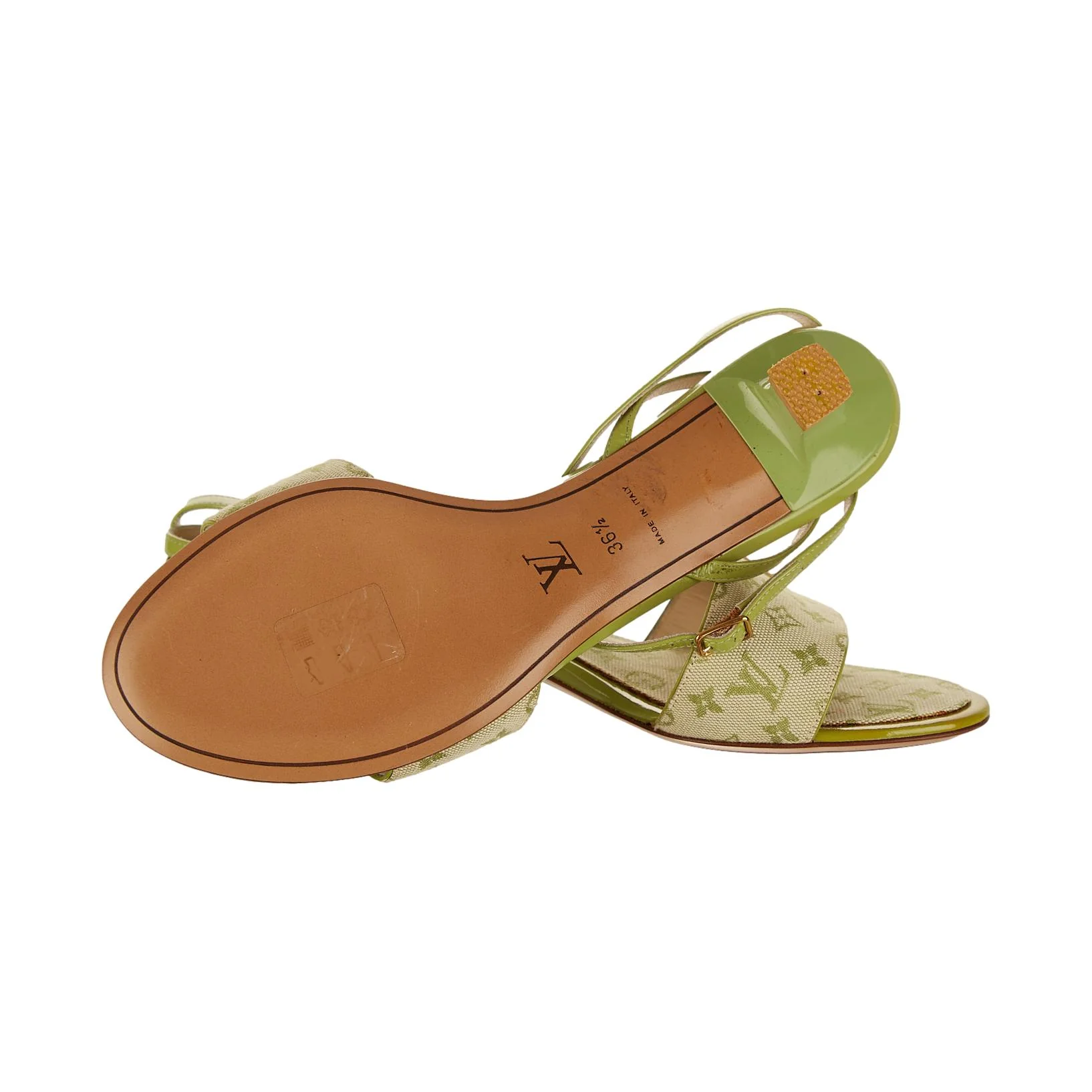 Louis Vuitton Lime Green Tie Up Heels - Image 3