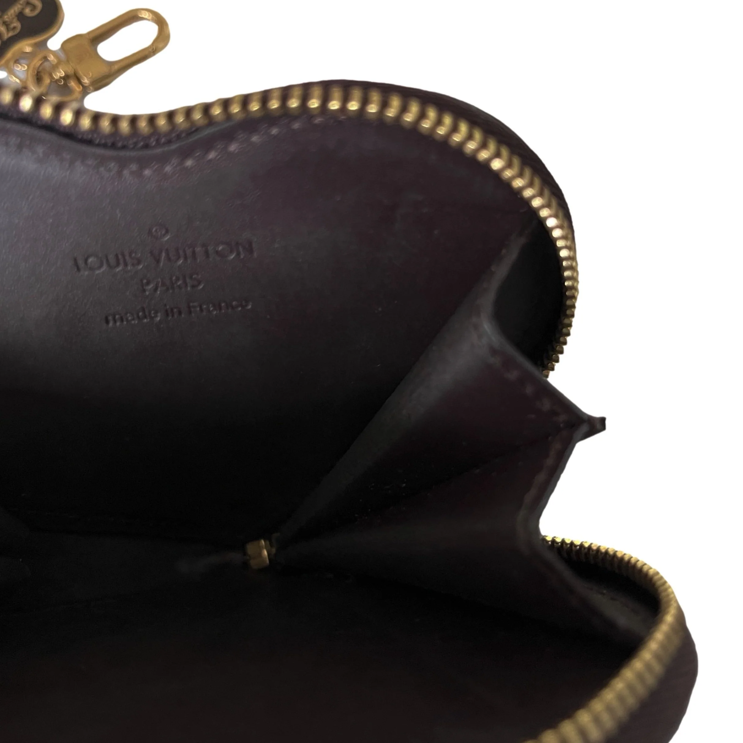 Louis Vuitton Maroon Stripe Monogram Heart Coin Purse - Image 3