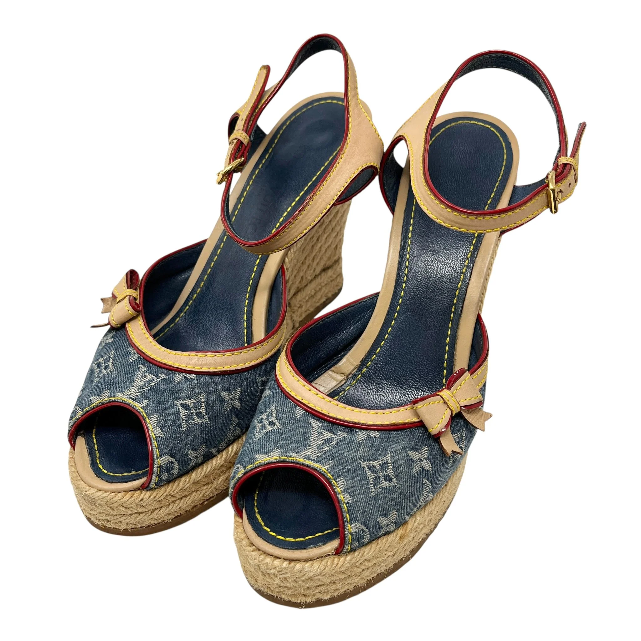 Louis Vuitton Monogram Denim Wedges - Image 3