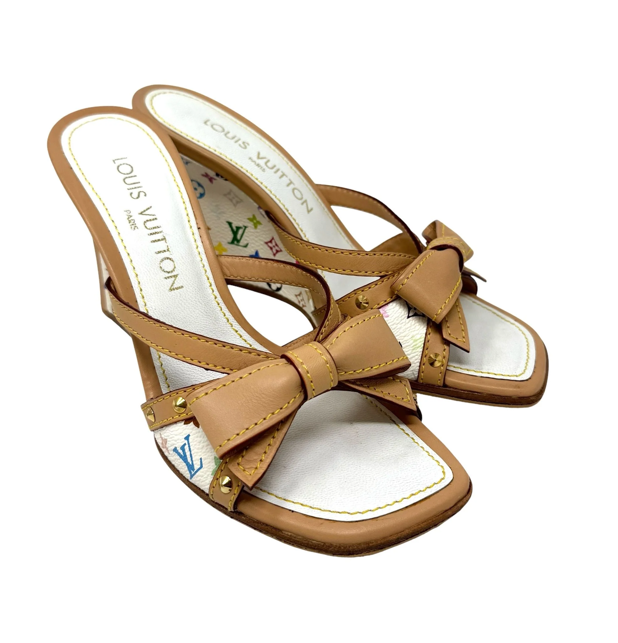 Louis Vuitton Monogram Multicolor Wedge Sandals - Image 2