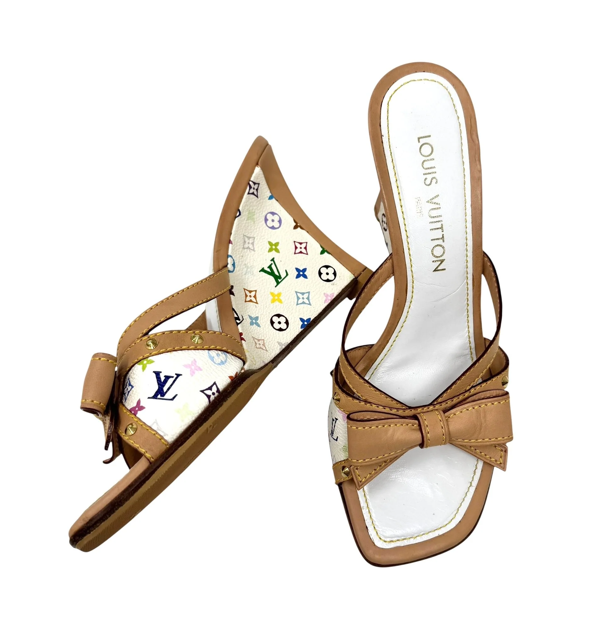 Louis Vuitton Monogram Multicolor Wedge Sandals - Image 4