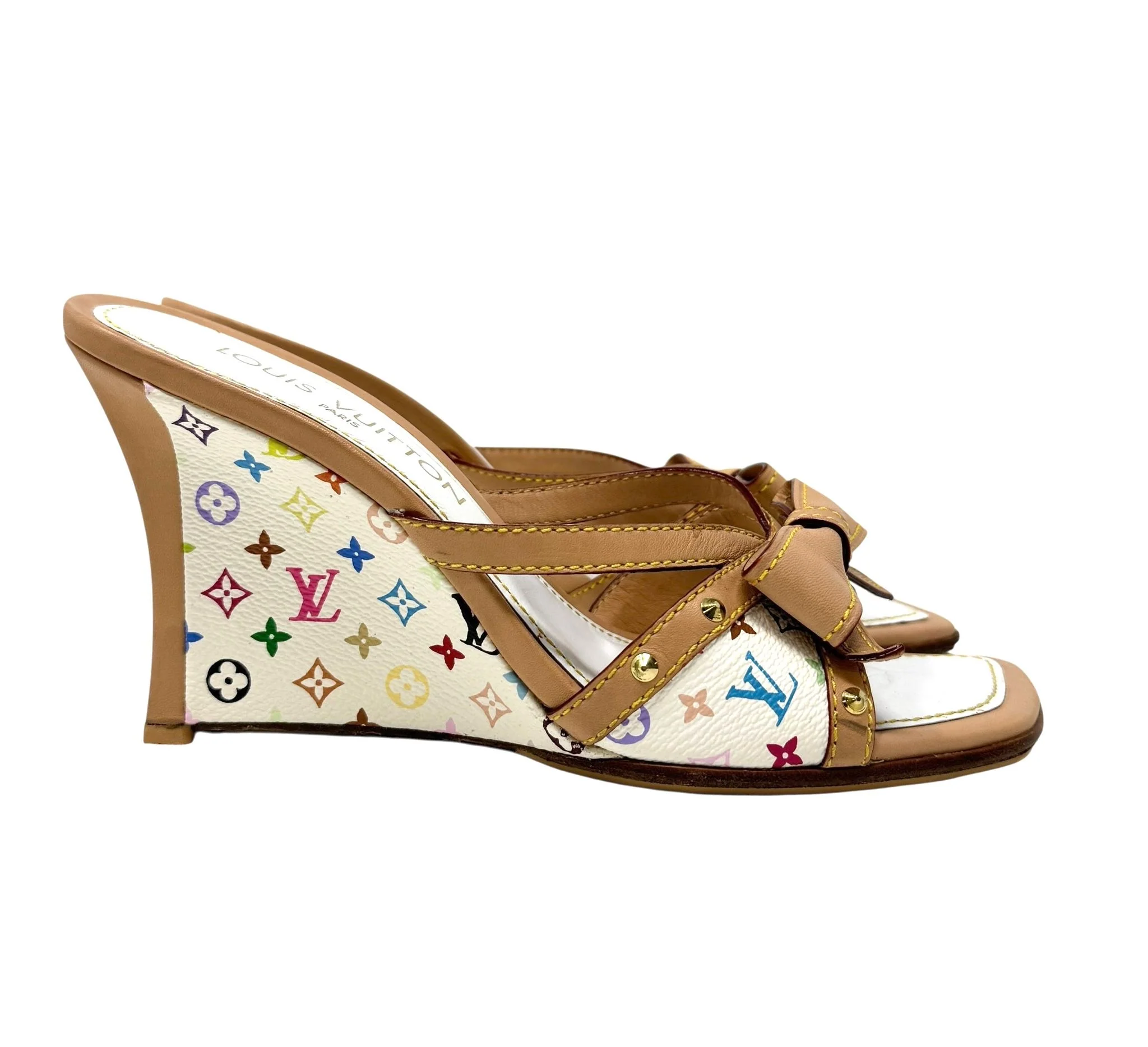 Louis Vuitton Monogram Multicolor Wedge Sandals - Image 6