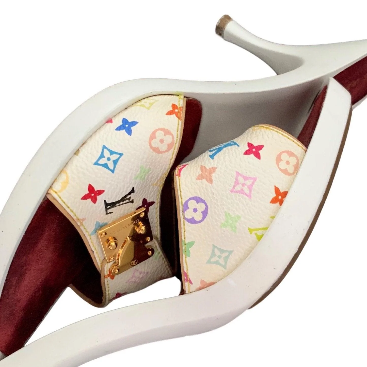 Louis Vuitton Multicolor Logo Buckle Heels - Image 2