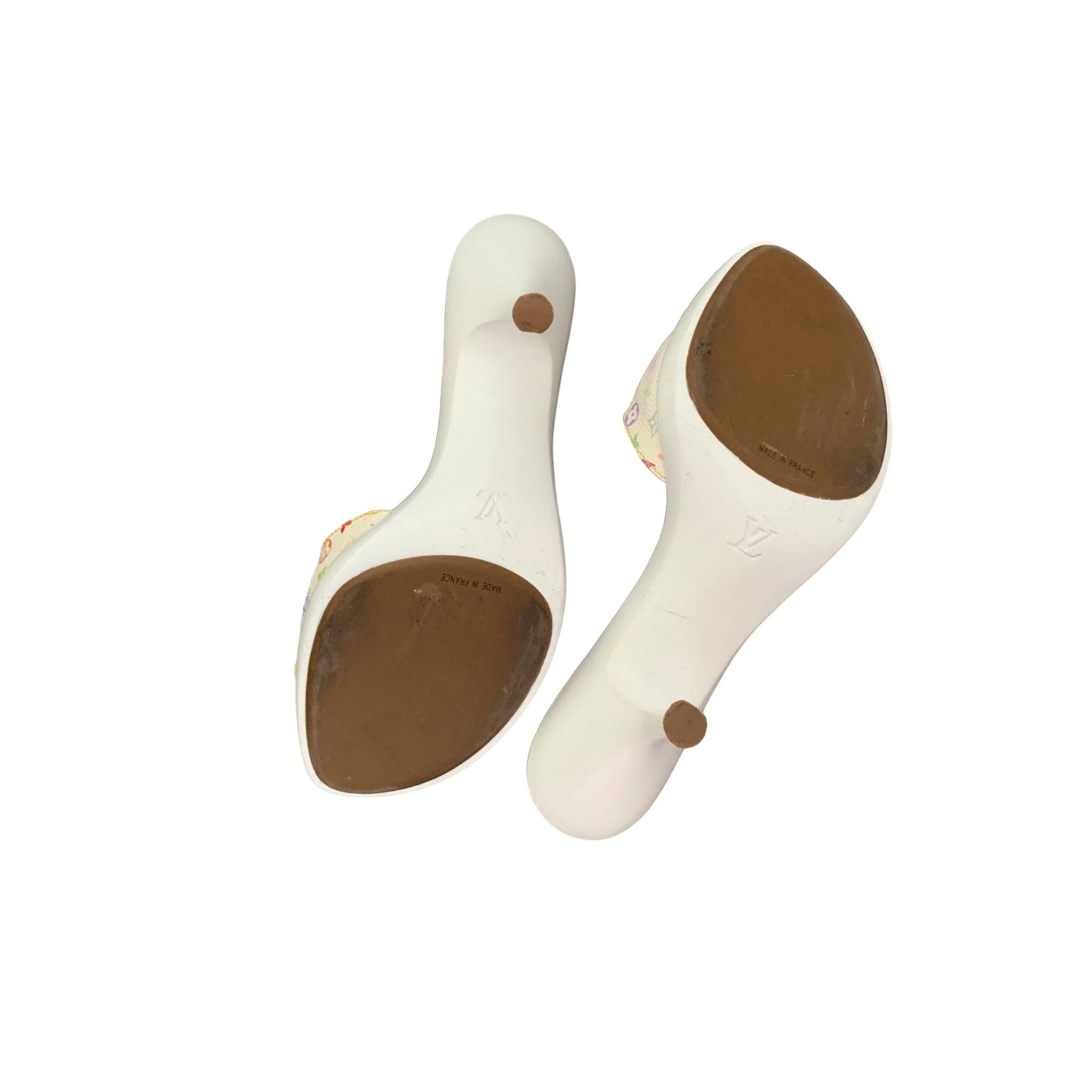 Louis Vuitton Multicolor Logo Buckle Heels - Image 4