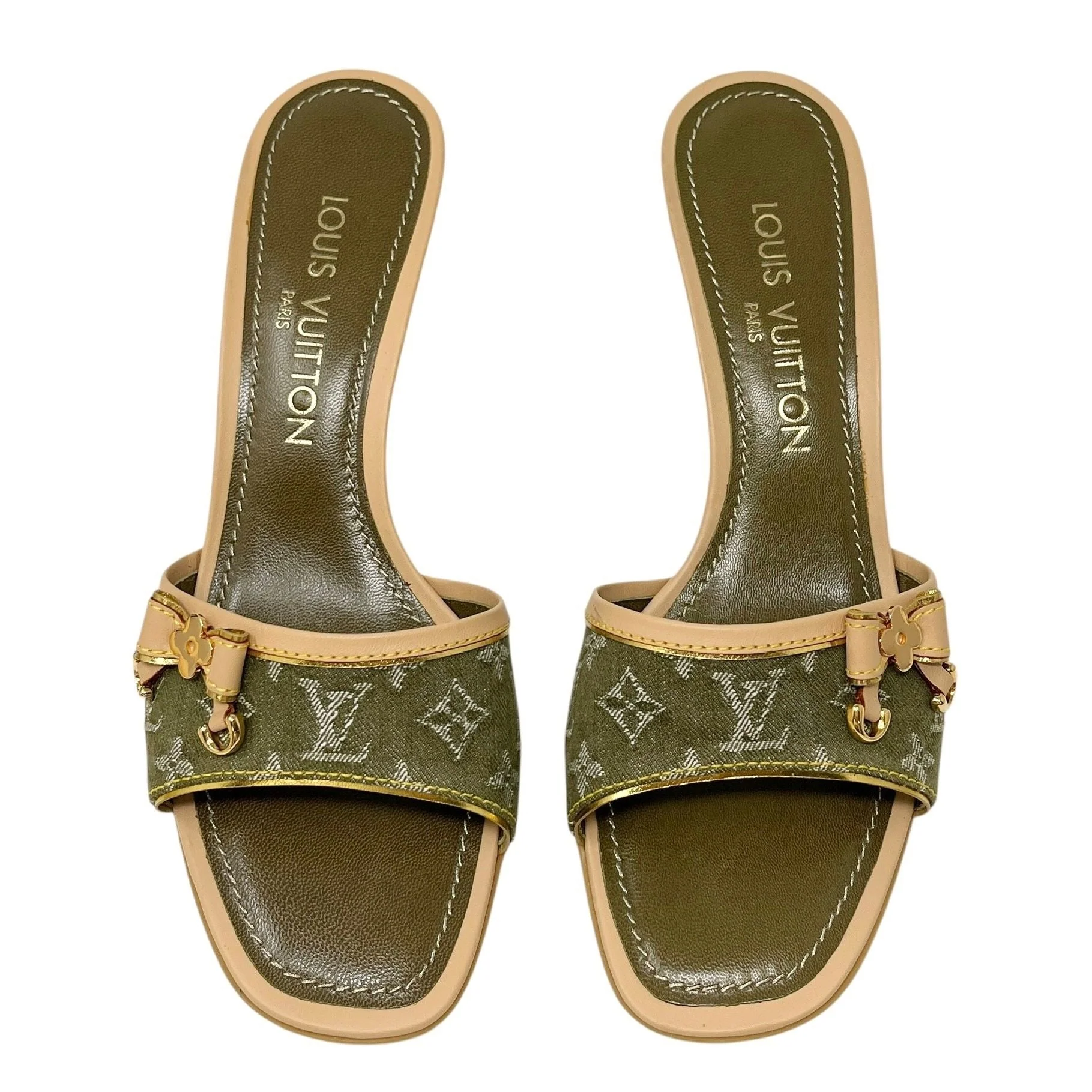Louis Vuitton Olive Denim Kitten Heels