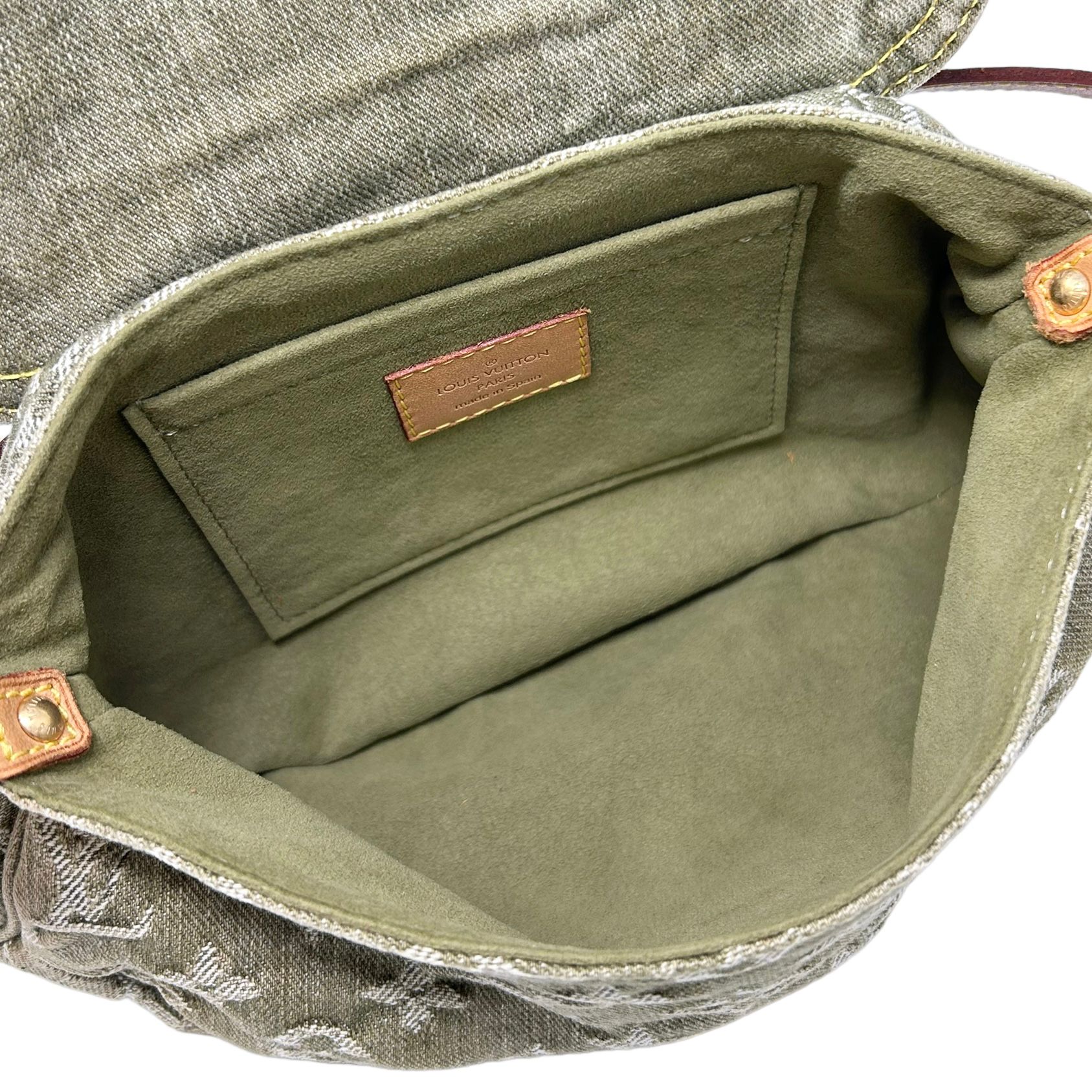 Louis Vuitton Olive Denim Monogram Shoulder Bag - Image 3