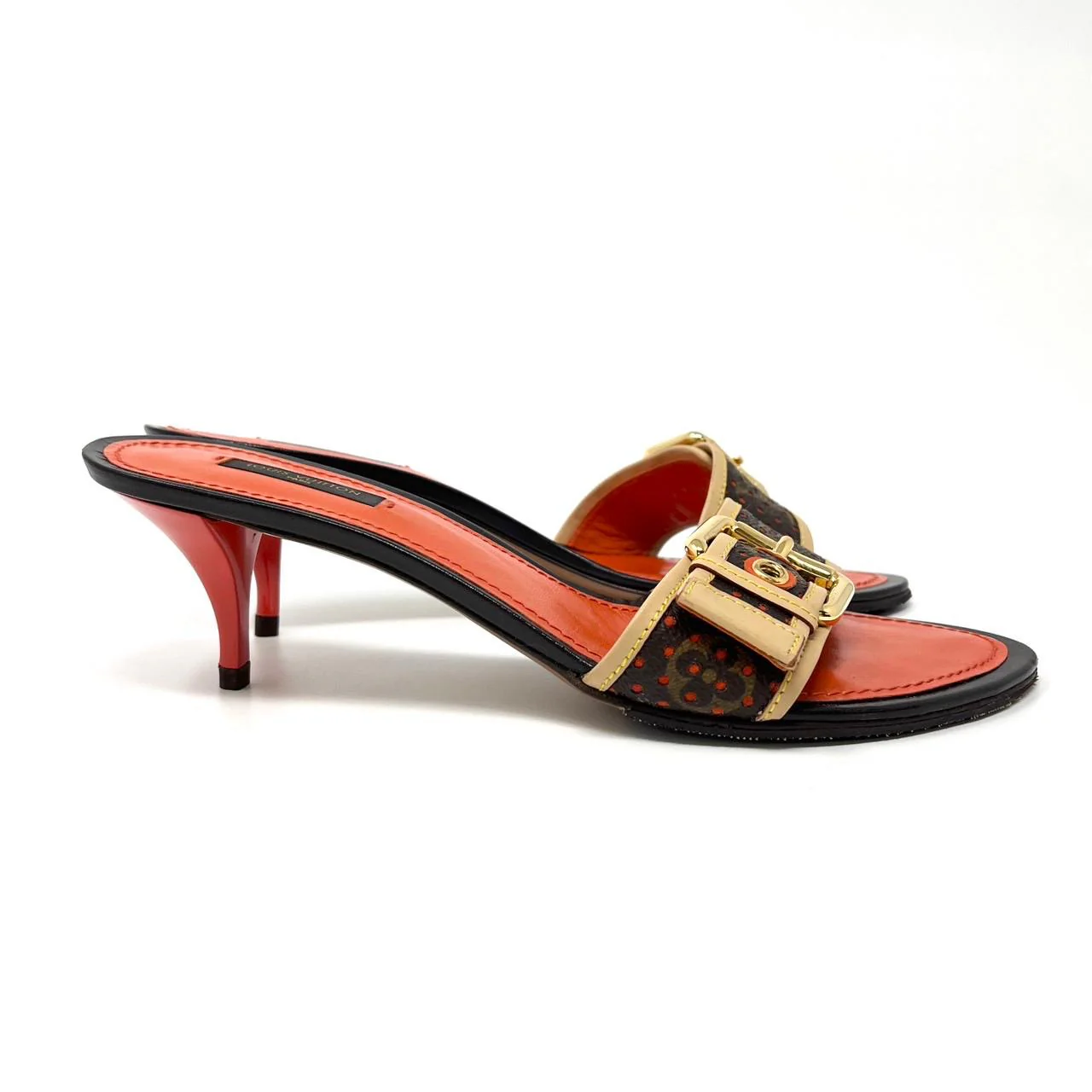 Louis Vuitton Orange Monogram Kitten Heels - Image 2