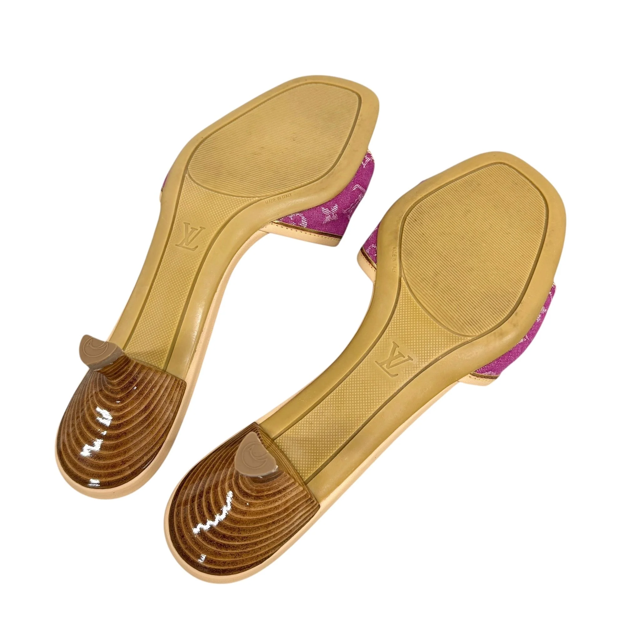 Louis Vuitton Pink Denim Monogram Kitten Heels - Image 4