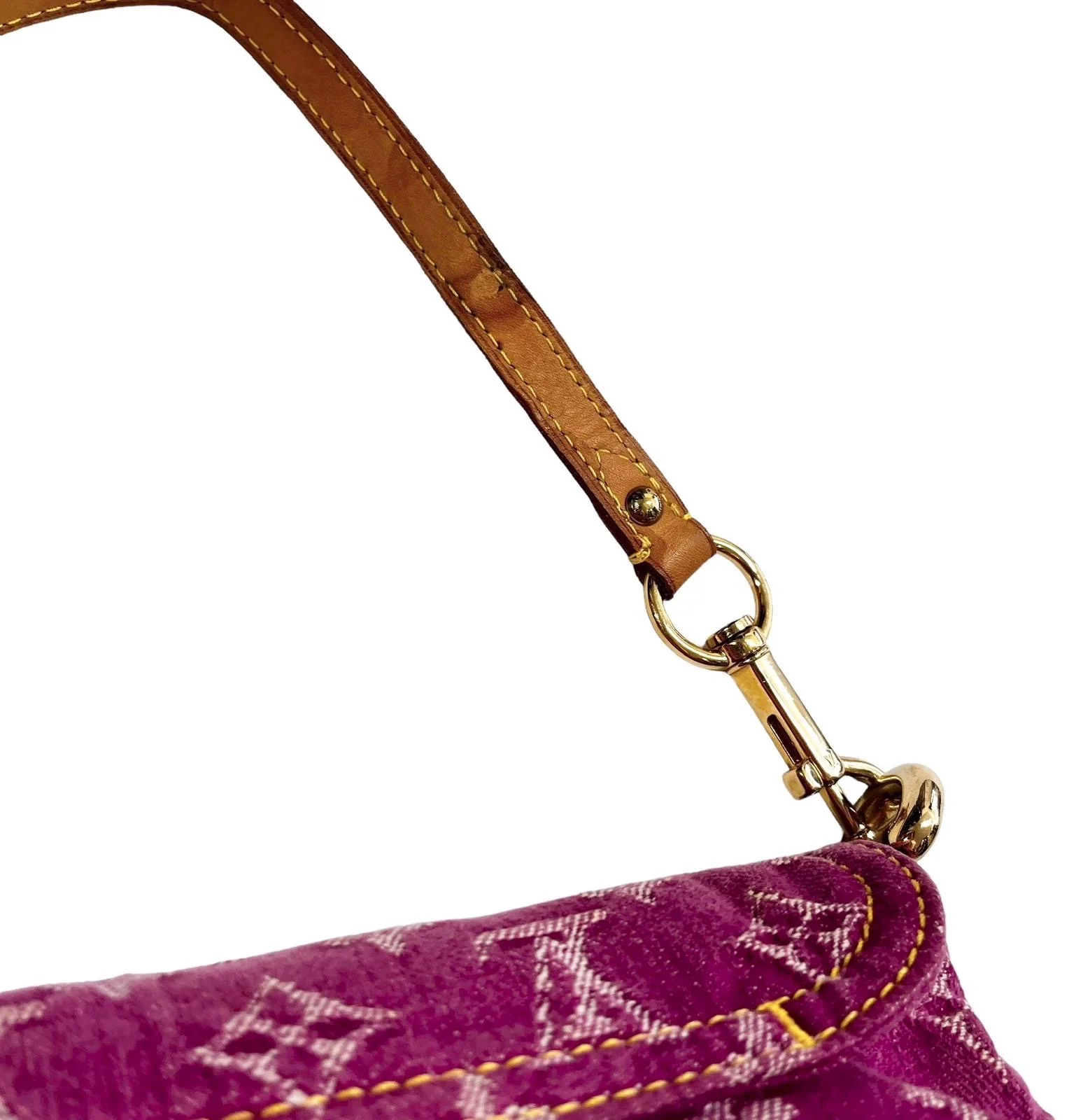 Louis Vuitton Pink Denim Shoulder Bag - Image 3