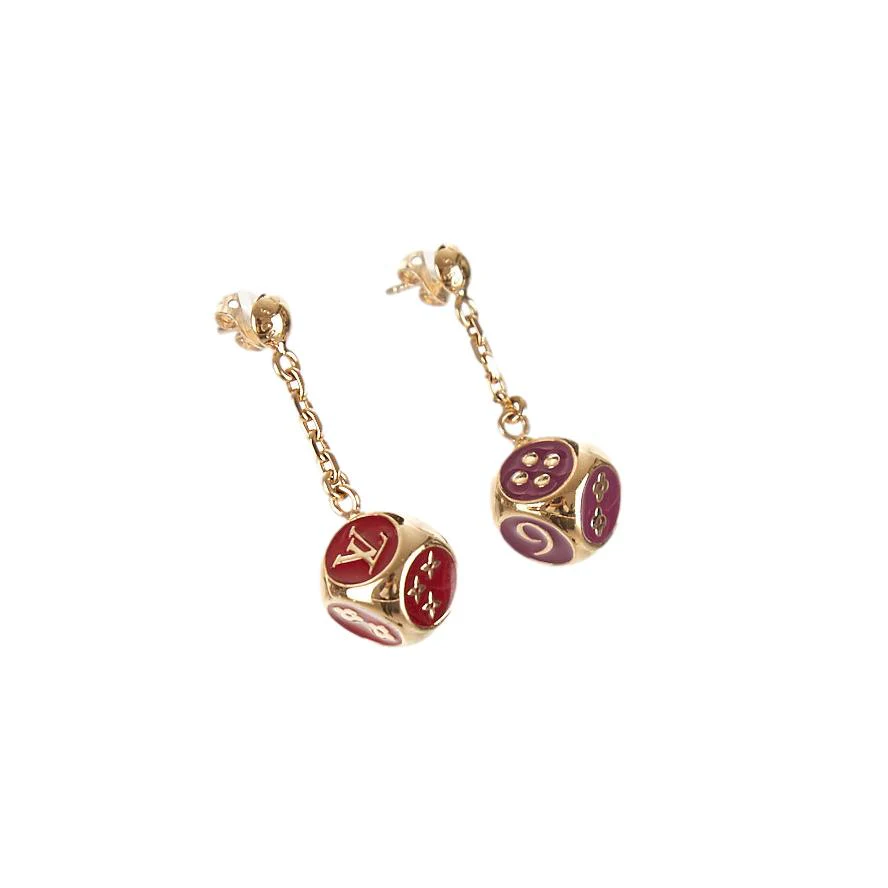 Louis Vuitton Red Dice Logo Earrings