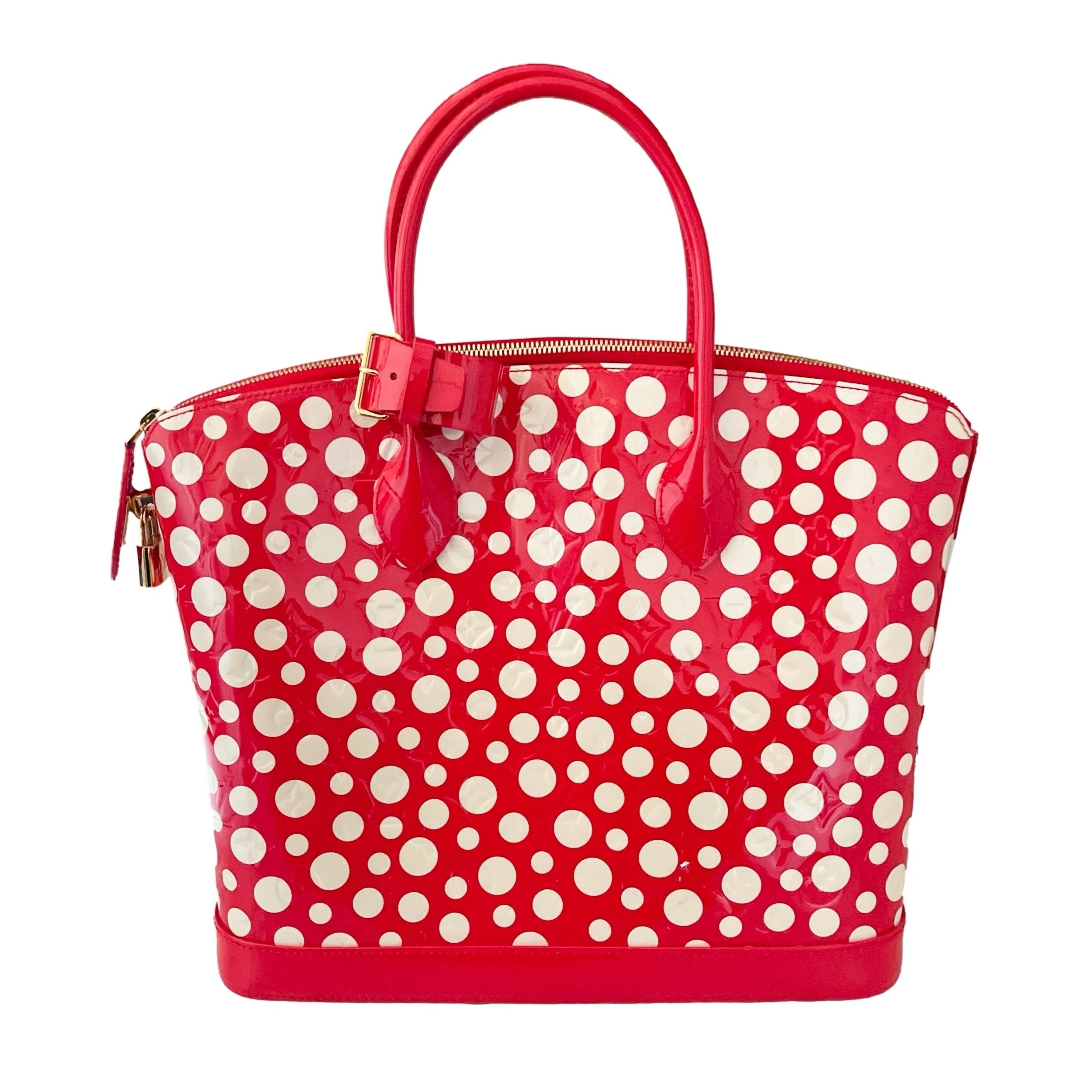 Louis Vuitton Red Monogram Kusama Vernis Top Handle Bag - Image 2