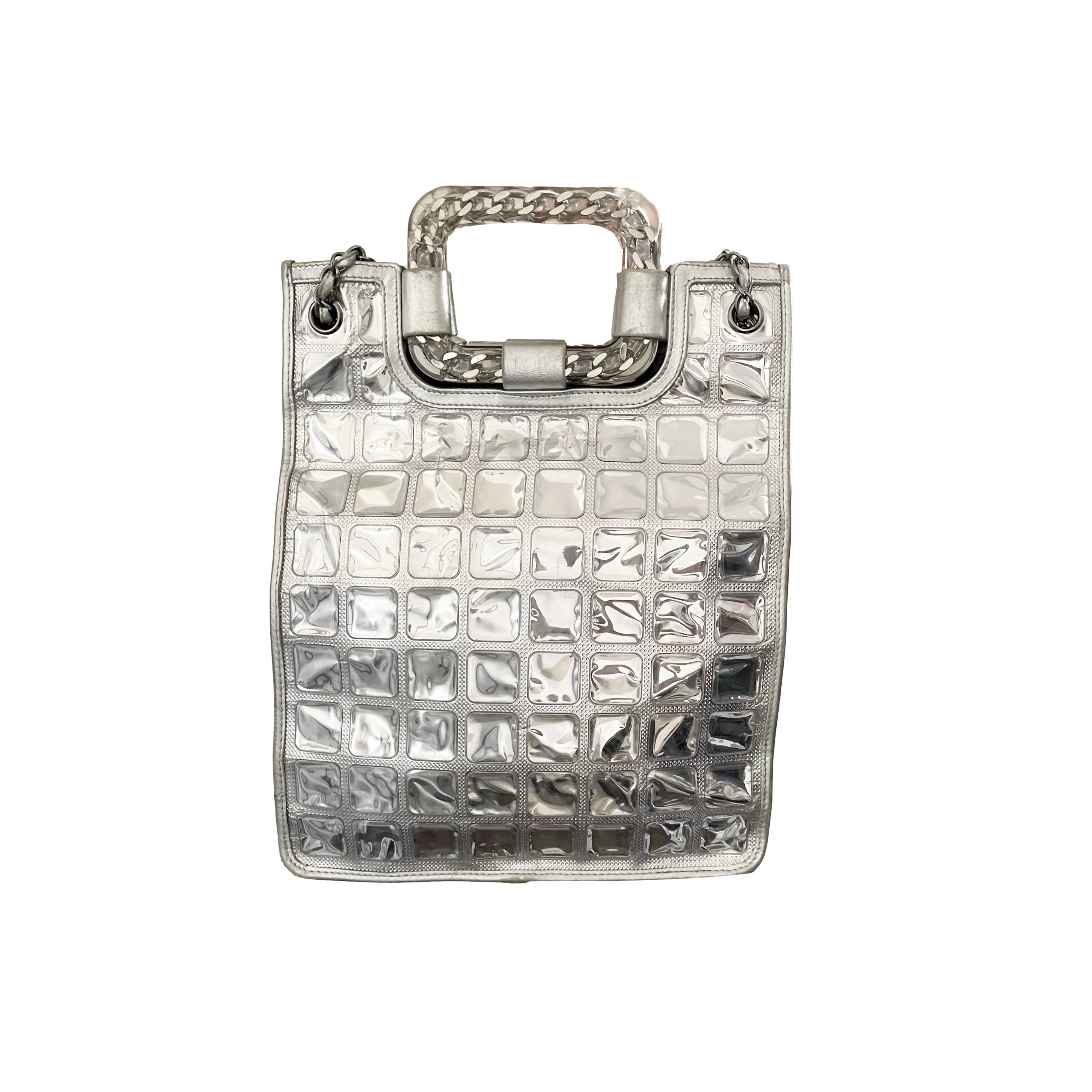 Chanel Silver Logo Ice Cube Tote Bag - Image 2