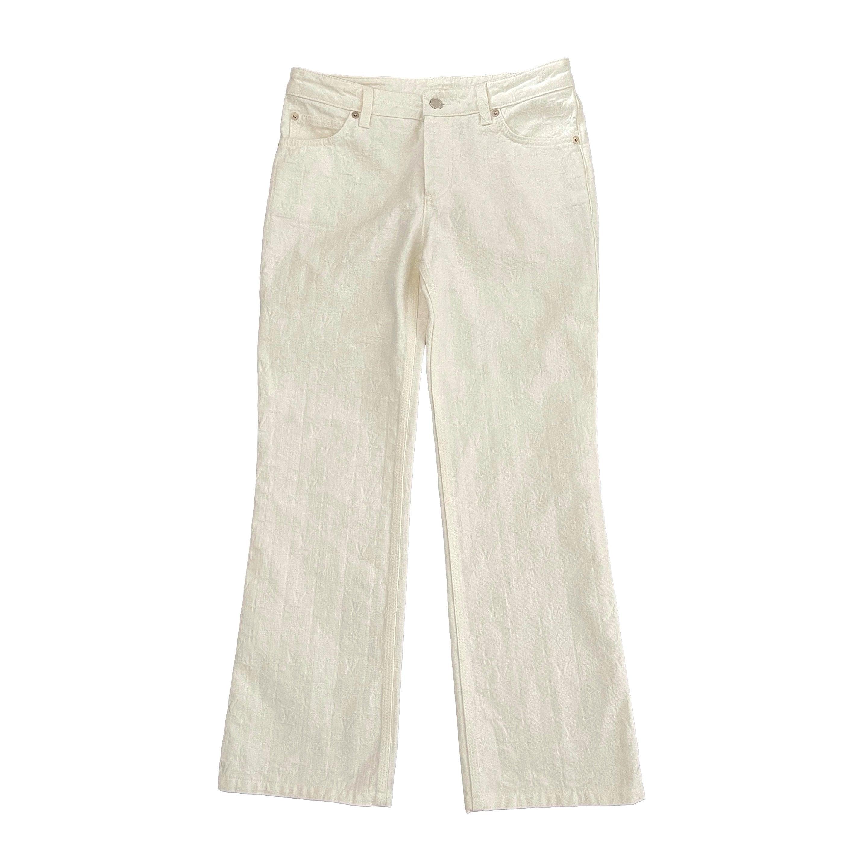 Louis Vuitton White Logo Jeans - Image 4