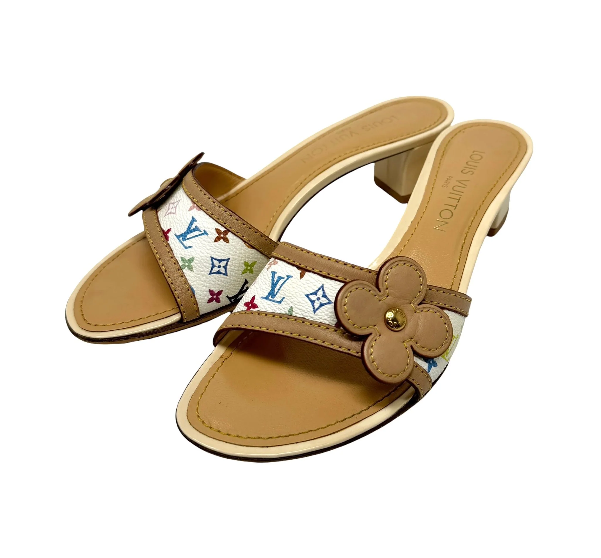 Louis Vuitton White Multicolor Heels - Image 2