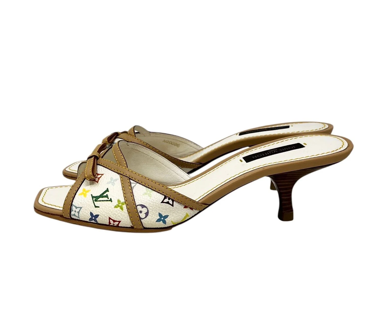 Louis Vuitton White Multicolor Kitten Heels - Image 2