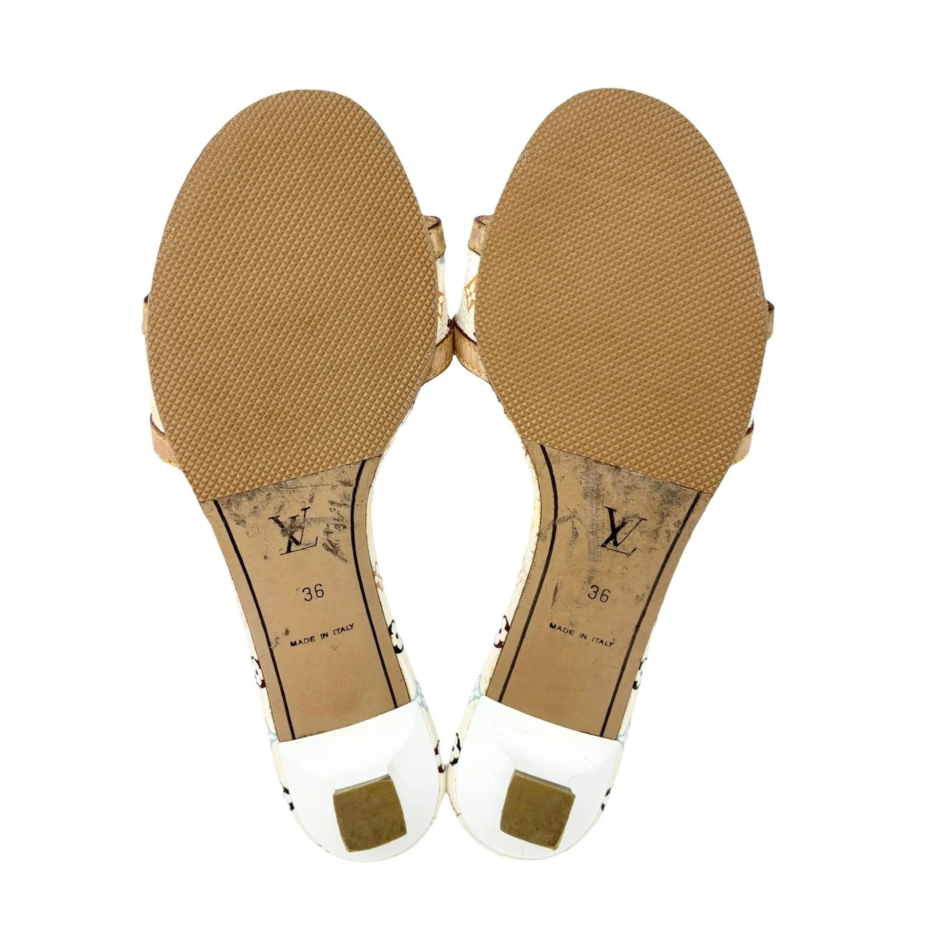 Louis Vuitton White Multicolor Logo Kitten Heels - Image 3