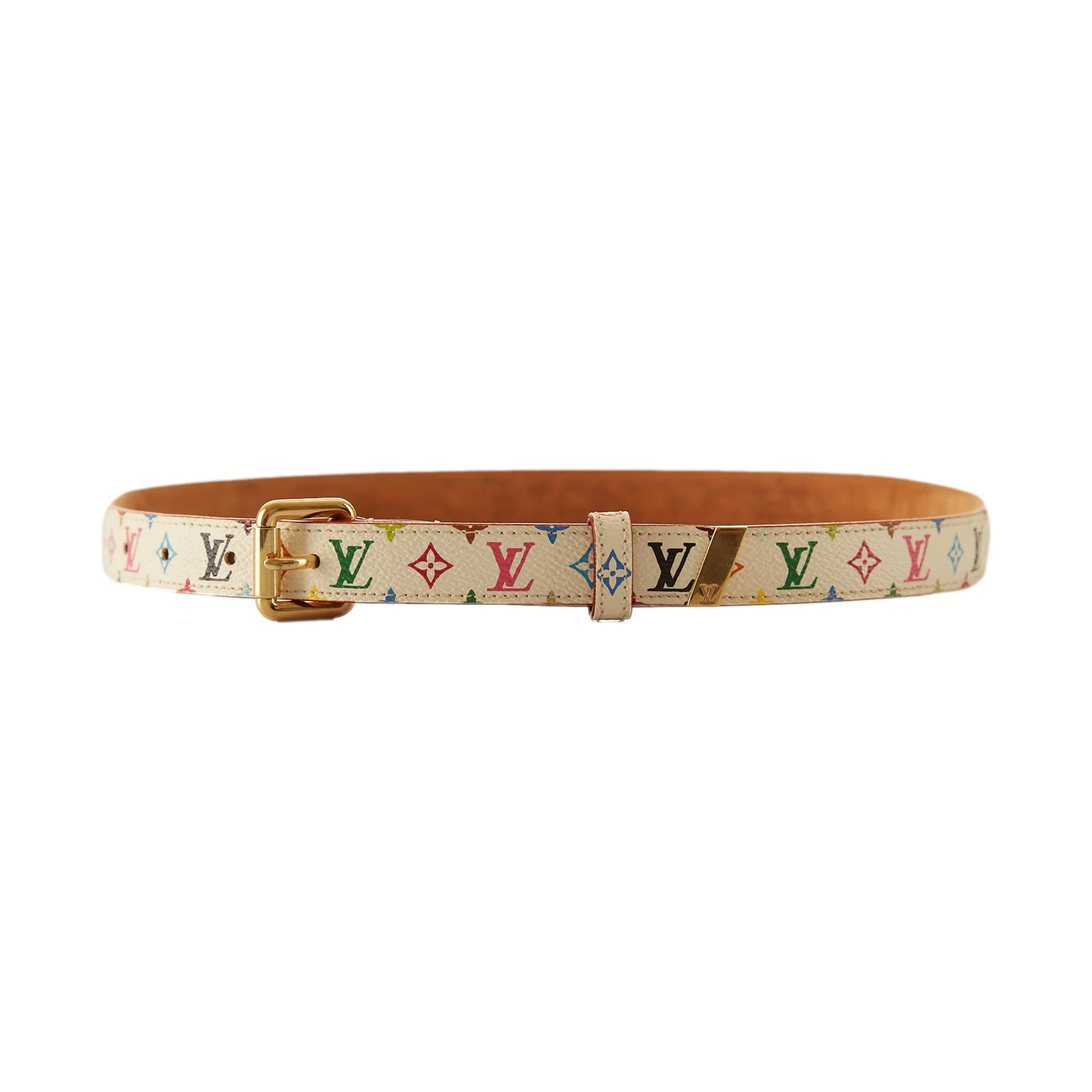 Louis Vuitton White Multicolor Monogram Belt